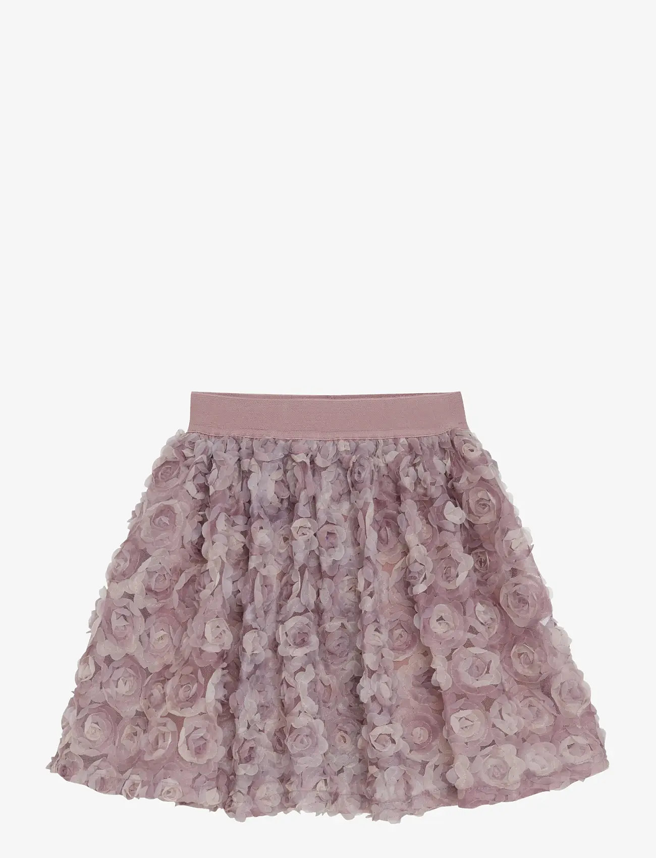Minymo - Skirt w. Mesh Flowers - korte nederdele - woodrose - 1