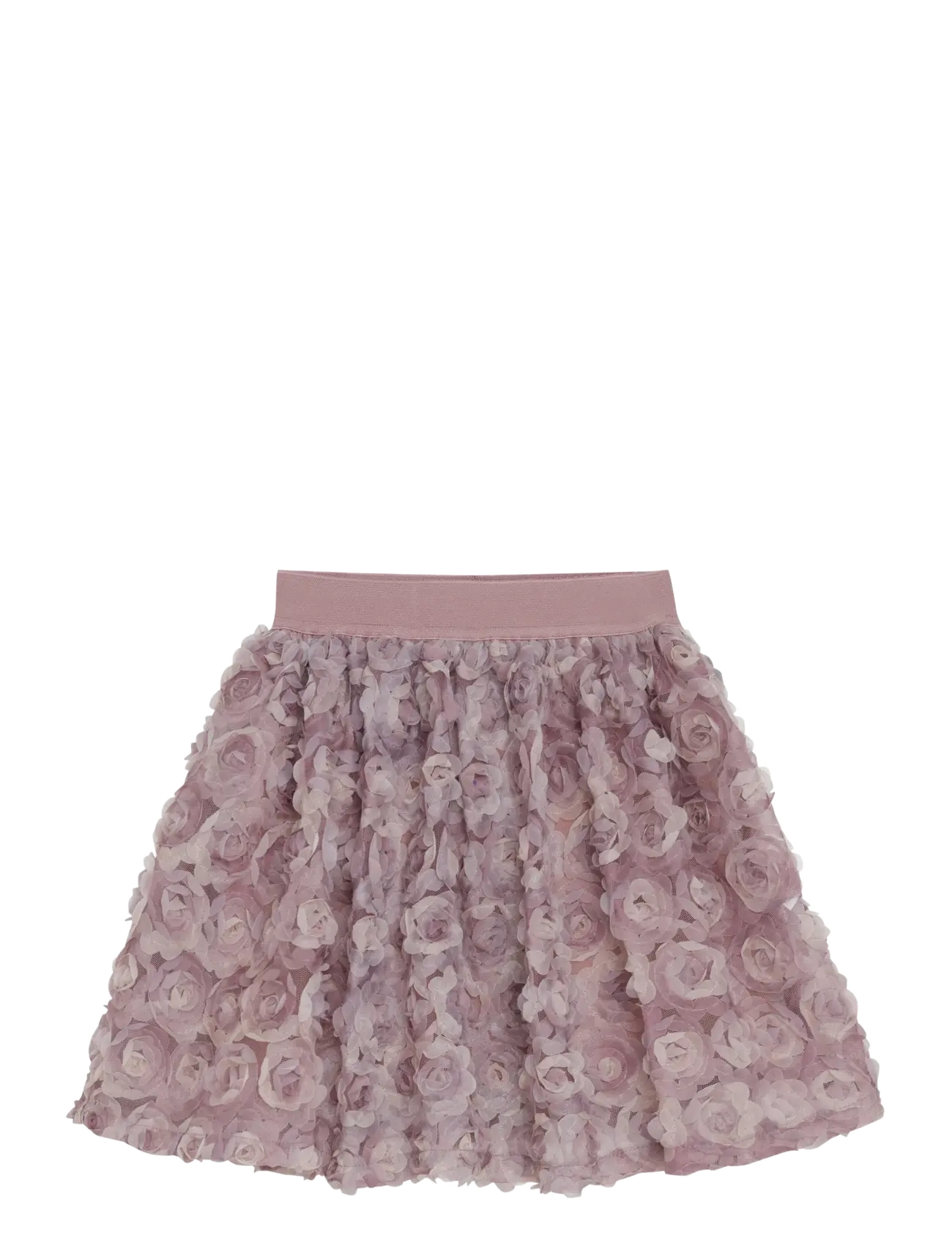Minymo Skirt w. Mesh Flowers - Nederdele - WOODROSE / pink/rose