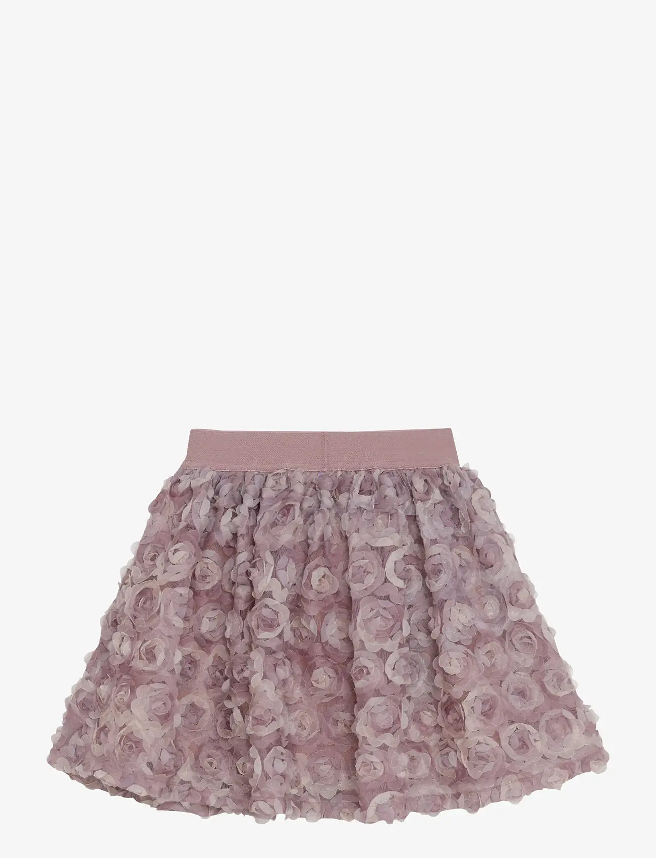 Minymo - Skirt w. Mesh Flowers - korte nederdele - woodrose - 2