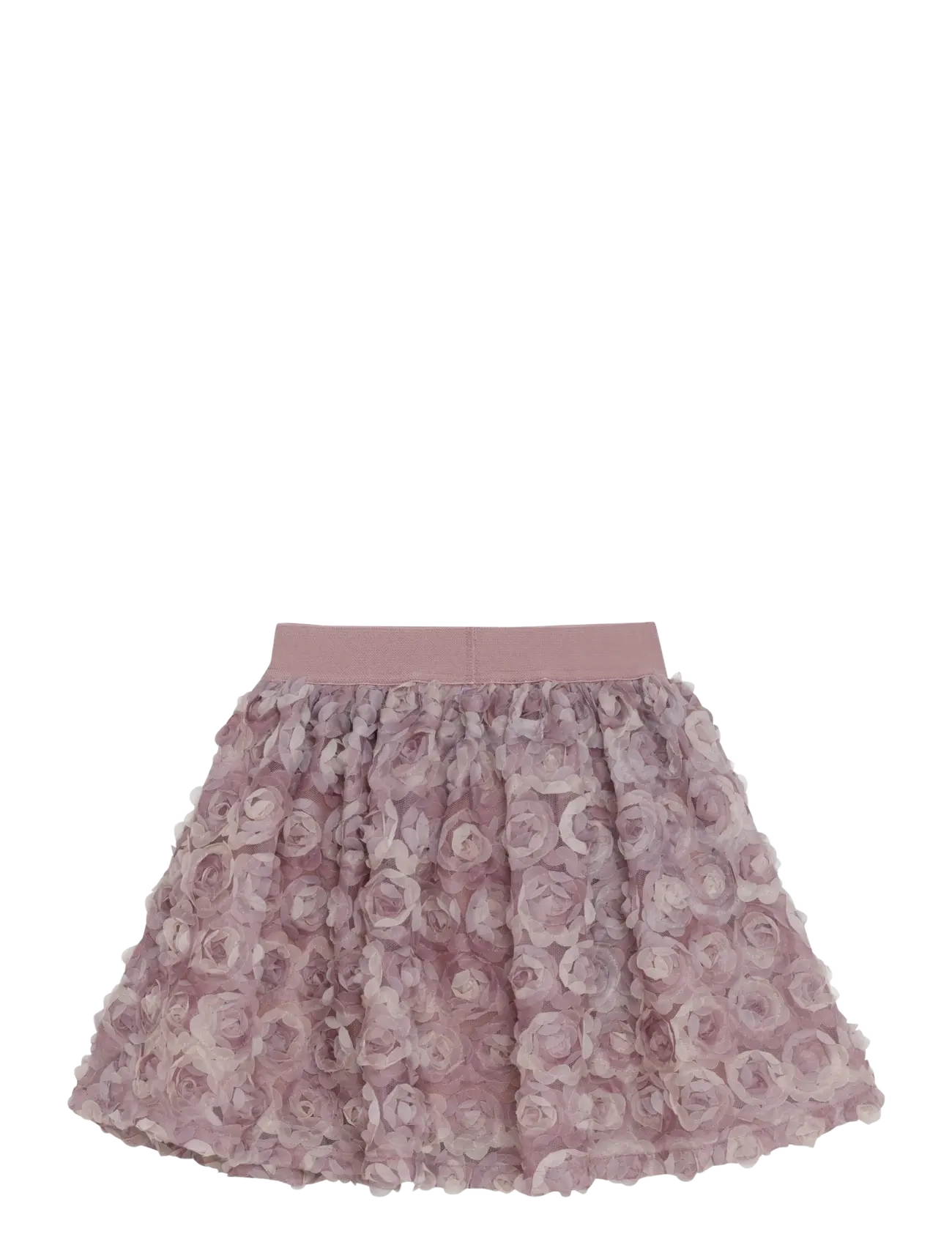 Minymo - Skirt w. Mesh Flowers - kjolar - woodrose - 2
