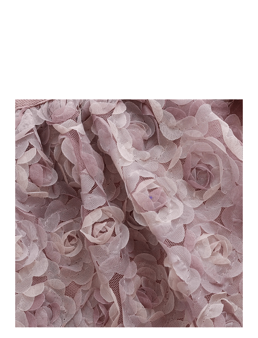 Minymo - Skirt w. Mesh Flowers - kjolar - woodrose - 3