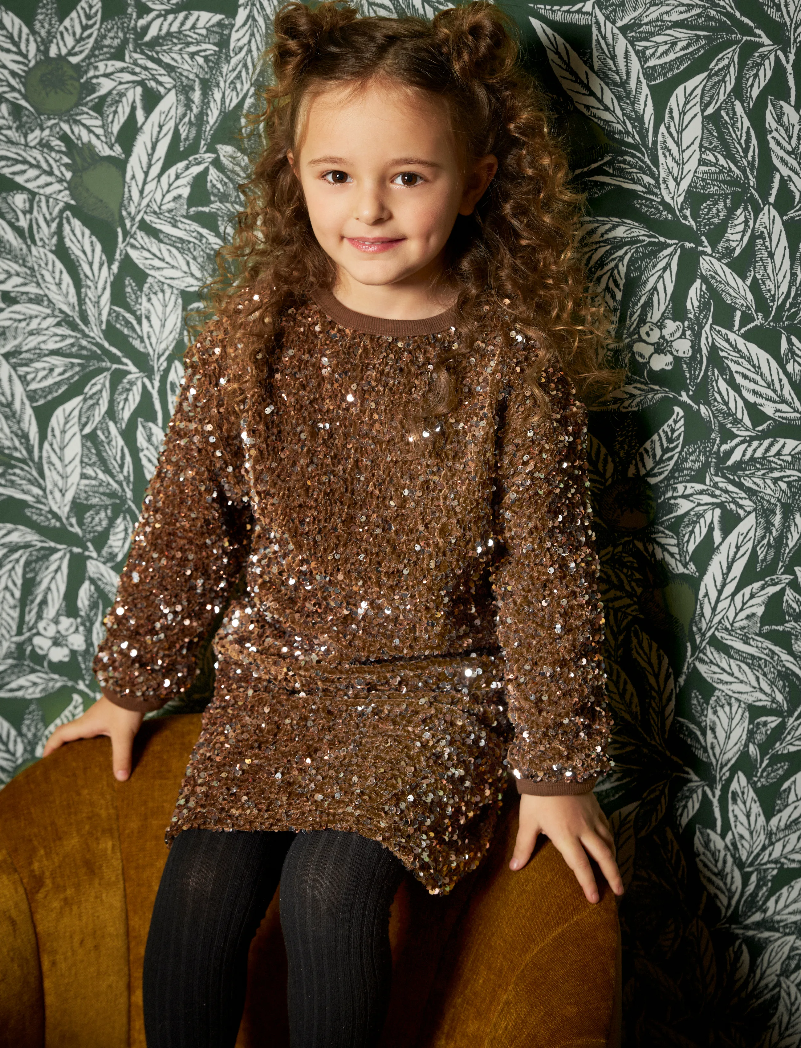 Minymo Skirt W. Sequins, 98, Röcke, Braun - Short Kinder