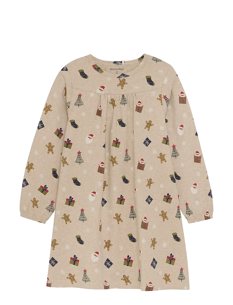 Minymo - Nightdress LS AOP - nattlinnen - beige melange - 0