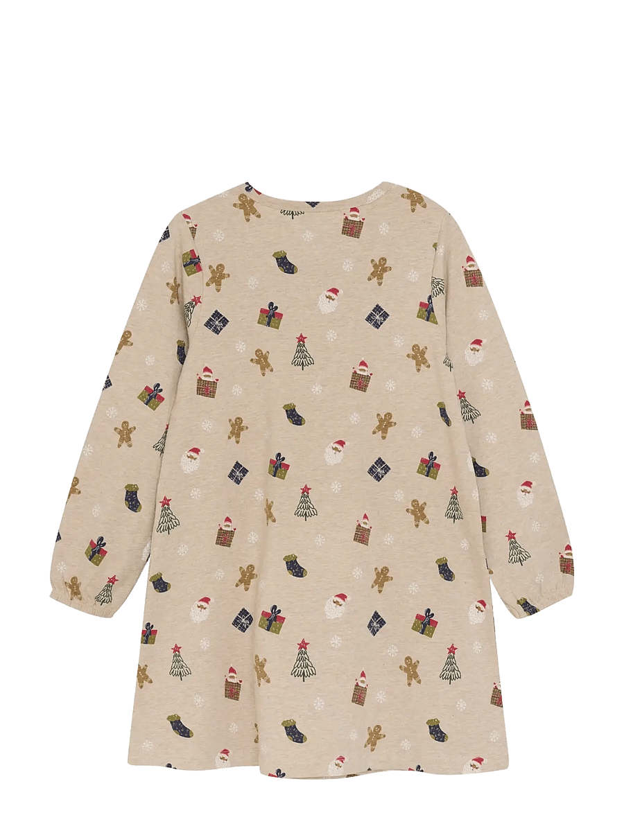 Minymo - Nightdress LS AOP - naktskrekli - beige melange - 1