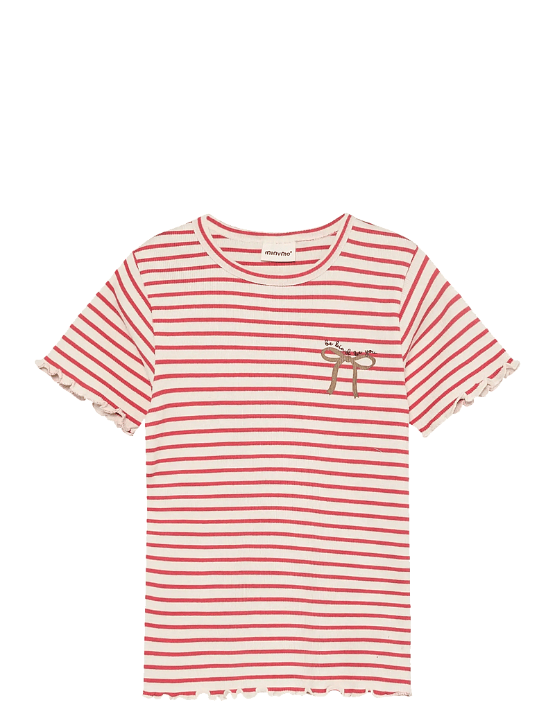 Minymo - T-Shirt SS Rib - short-sleeved - spiced coral - 0