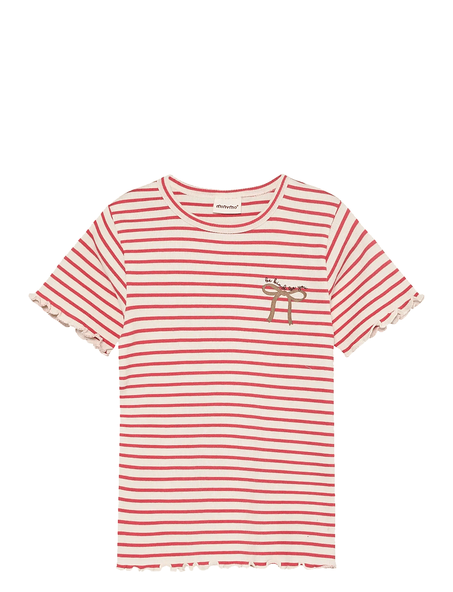 Minymo - T-Shirt SS Rib - kortærmede t-shirts - spiced coral - 0