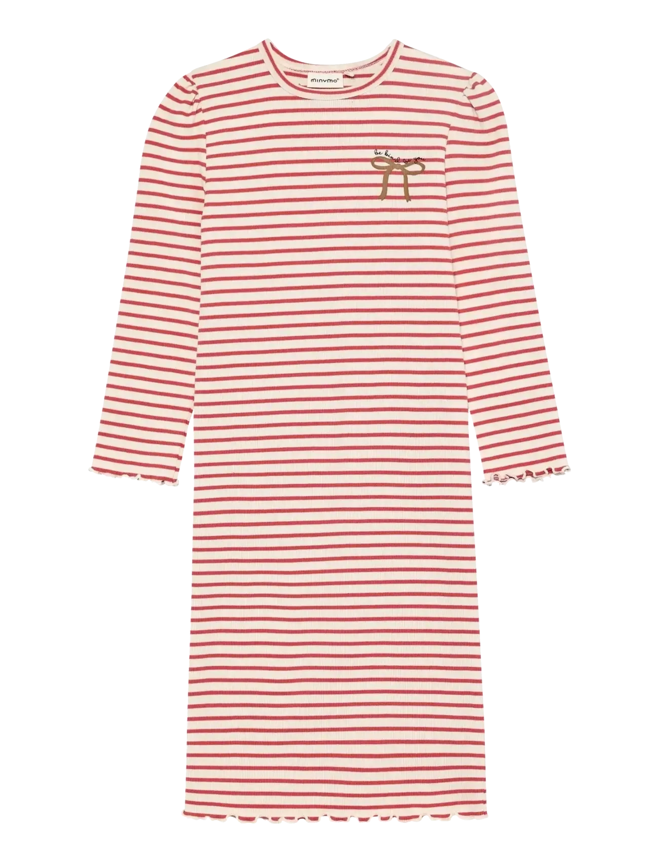 Minymo Dress Ls Rib, 116, Red, Fritidskjoler > Fritidskjoler Med Lange Ærmer, Børn