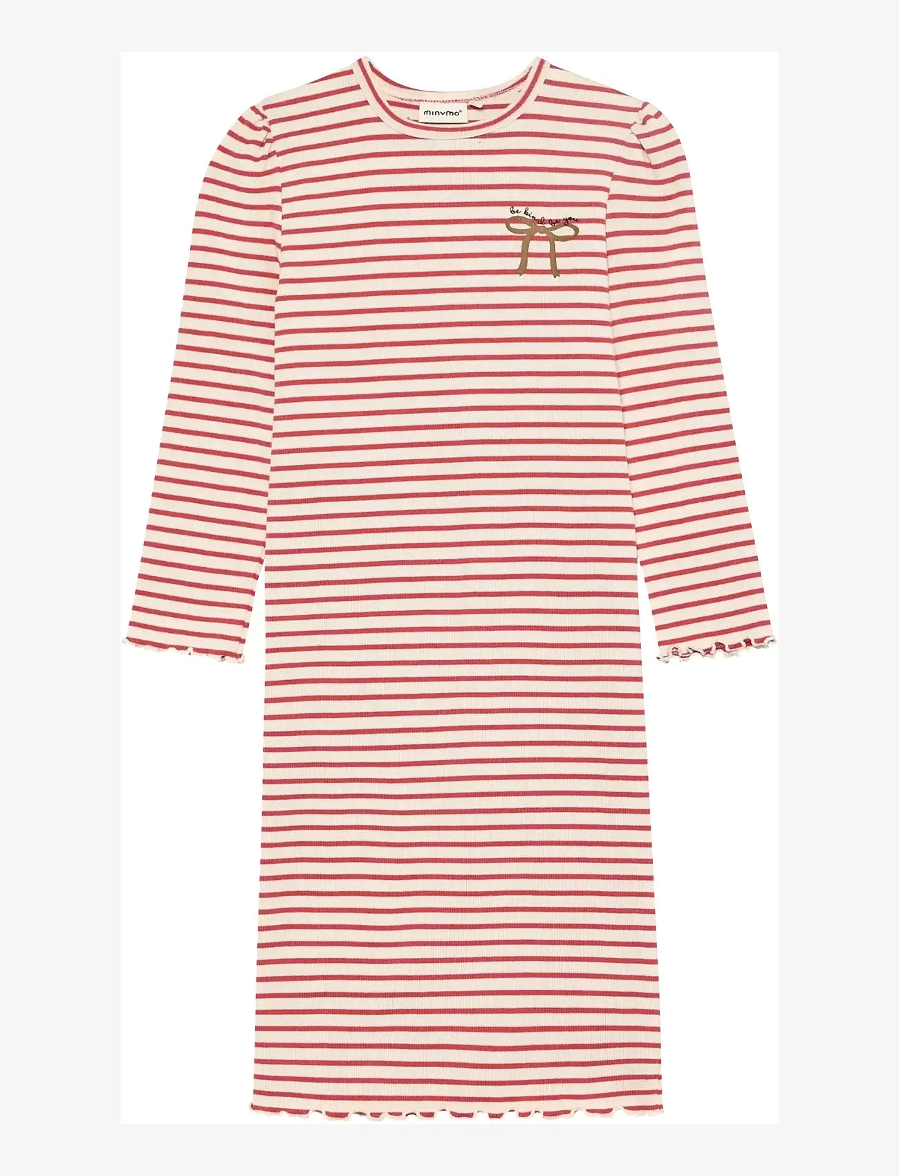 Minymo - Dress LS Rib - long-sleeved casual dresses - spiced coral - 0