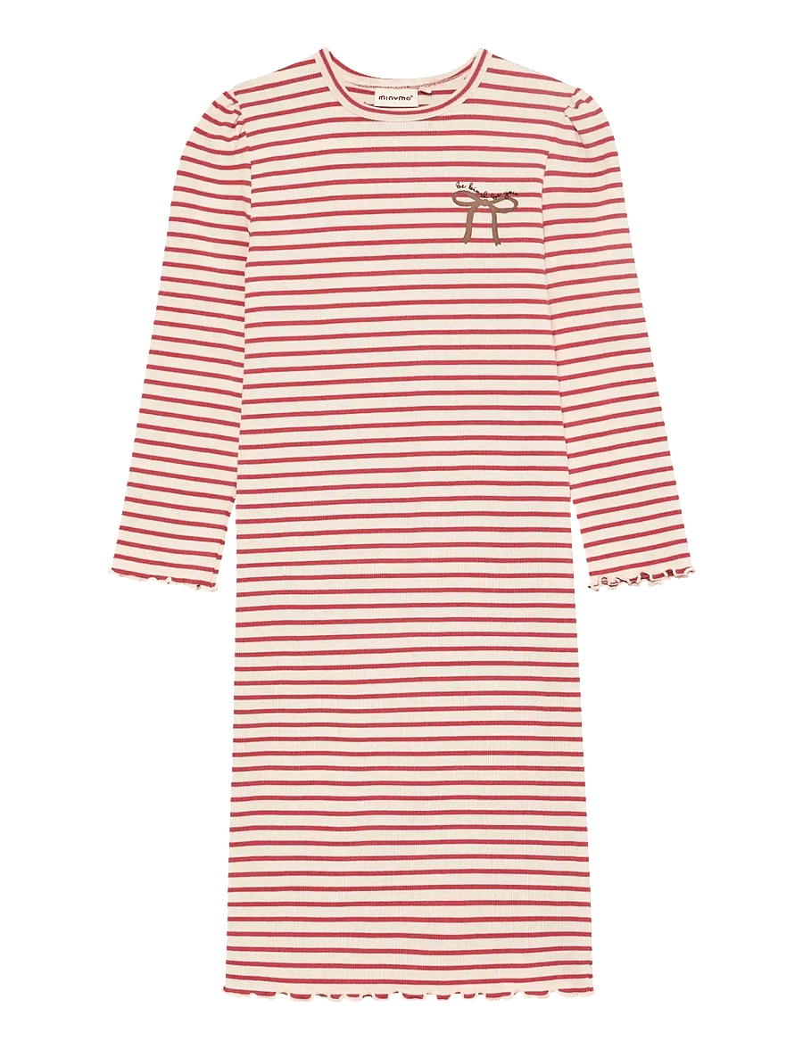 Minymo - Dress LS Rib - langärmelige freizeitkleider - spiced coral - 0