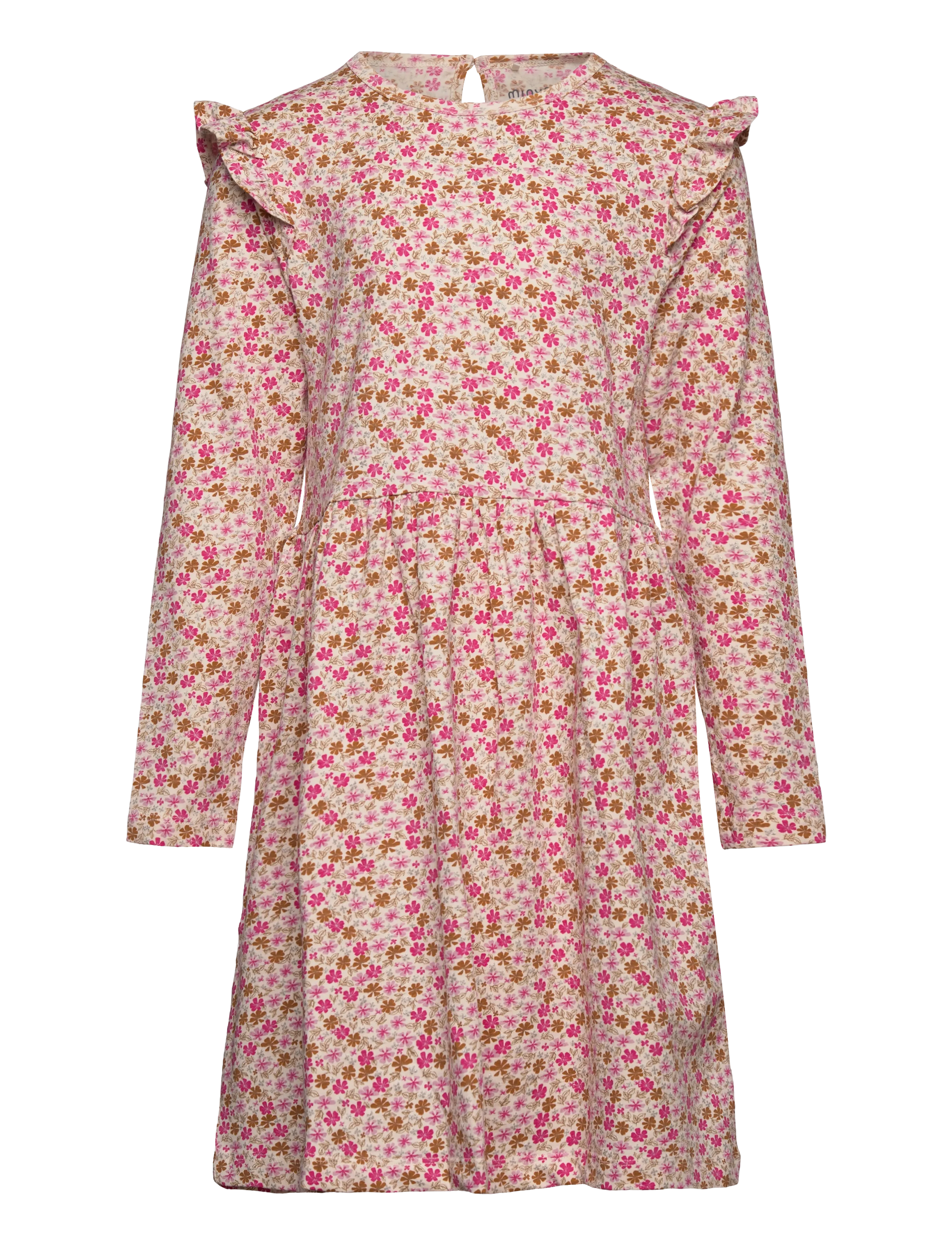Minymo Dress LS AOP - Kläder - WHITE SWAN / pink/rose