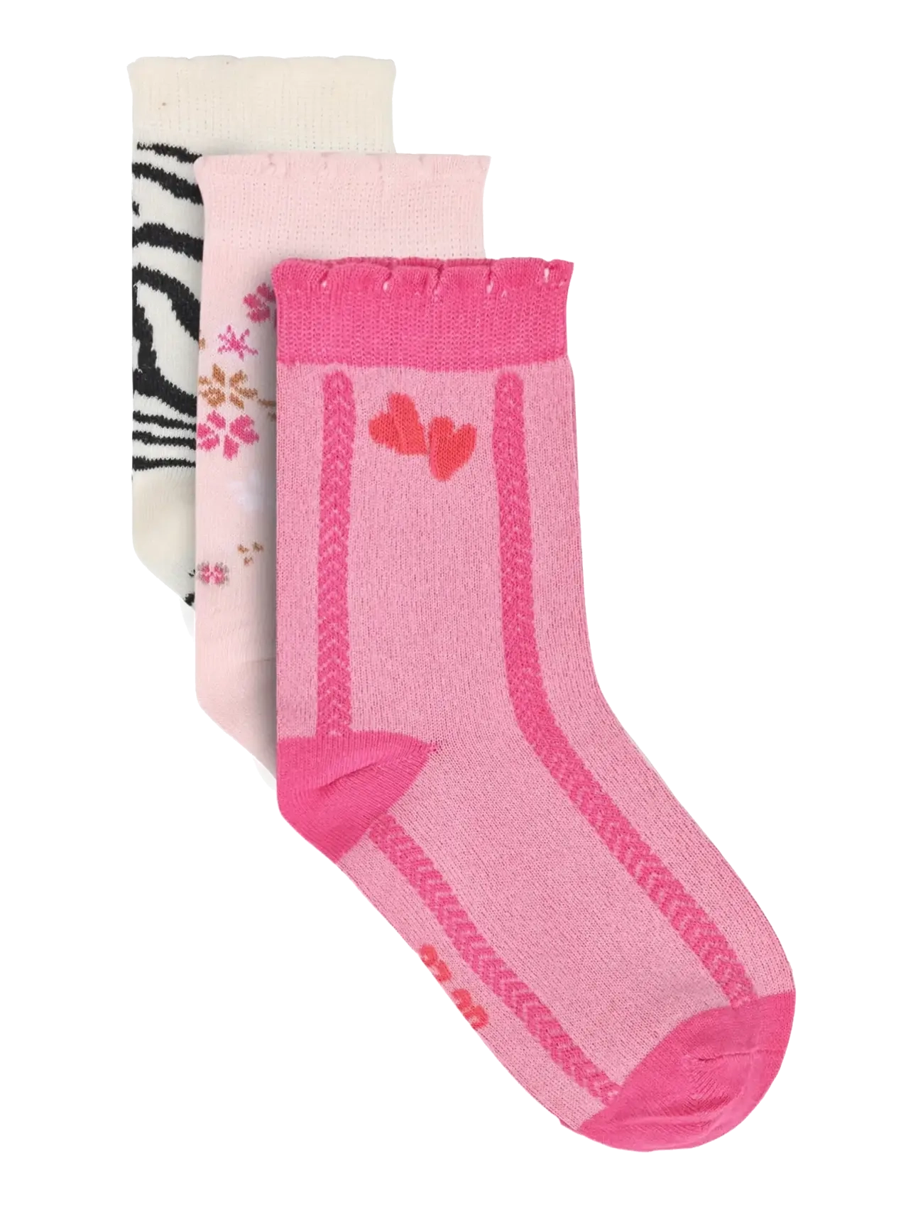 Minymo 3-Pack Socks - Lapsed 98–134 - WHITE SWAN / pink/rose
