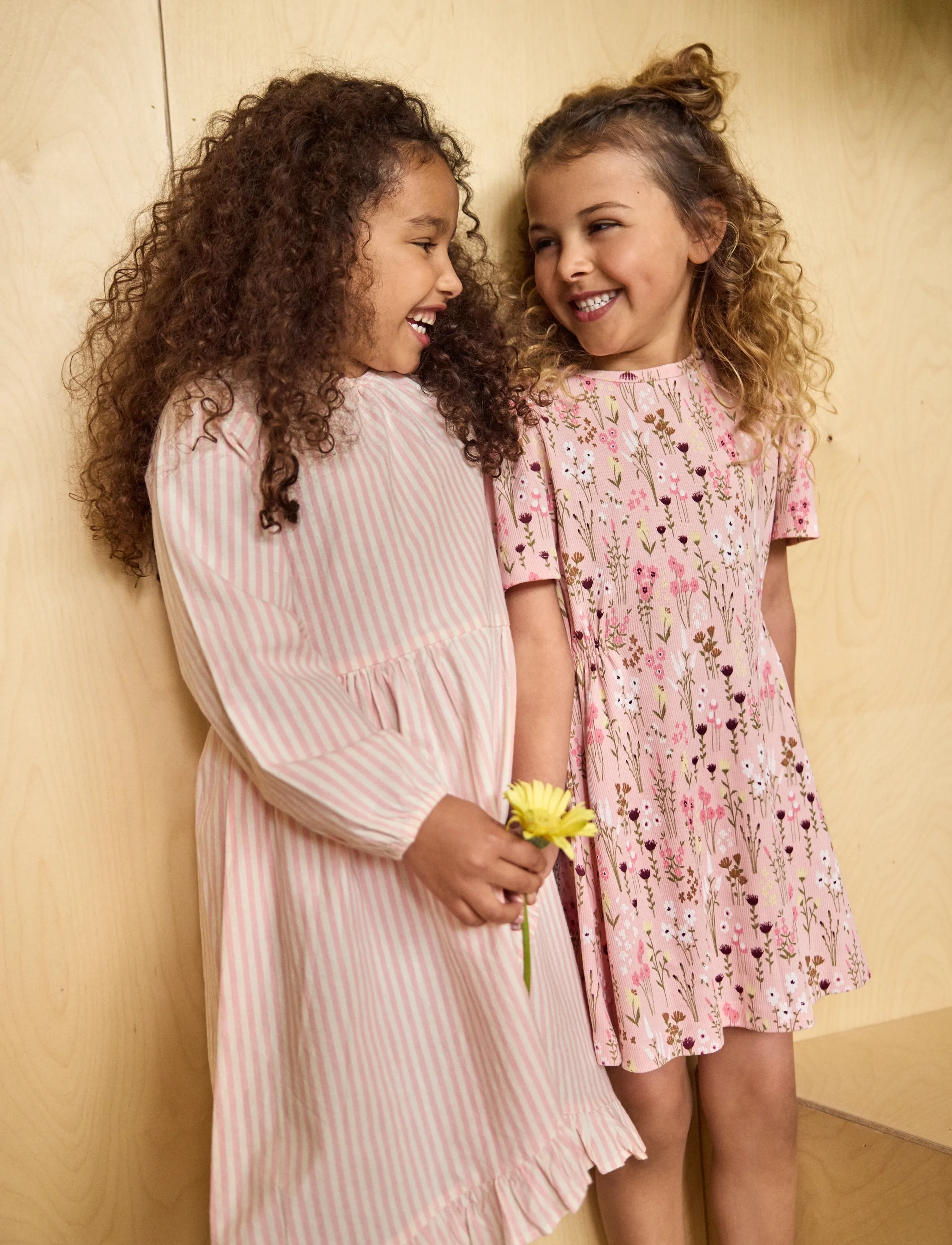 Minymo Dress AOP Rib - Kjoler & Nederdele - SILVER PINK / pink/rose