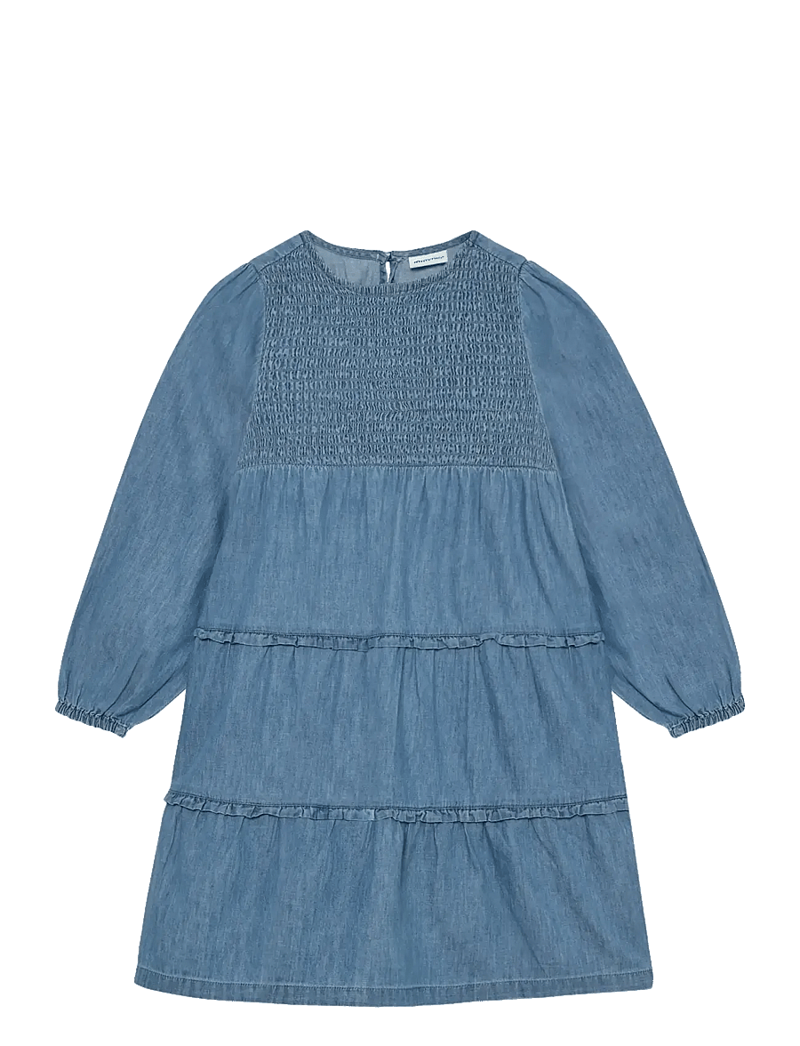 Minymo - Dress LS Chambray - laisvalaikio suknelės ilgomis rankovėmis - faded denim - 0