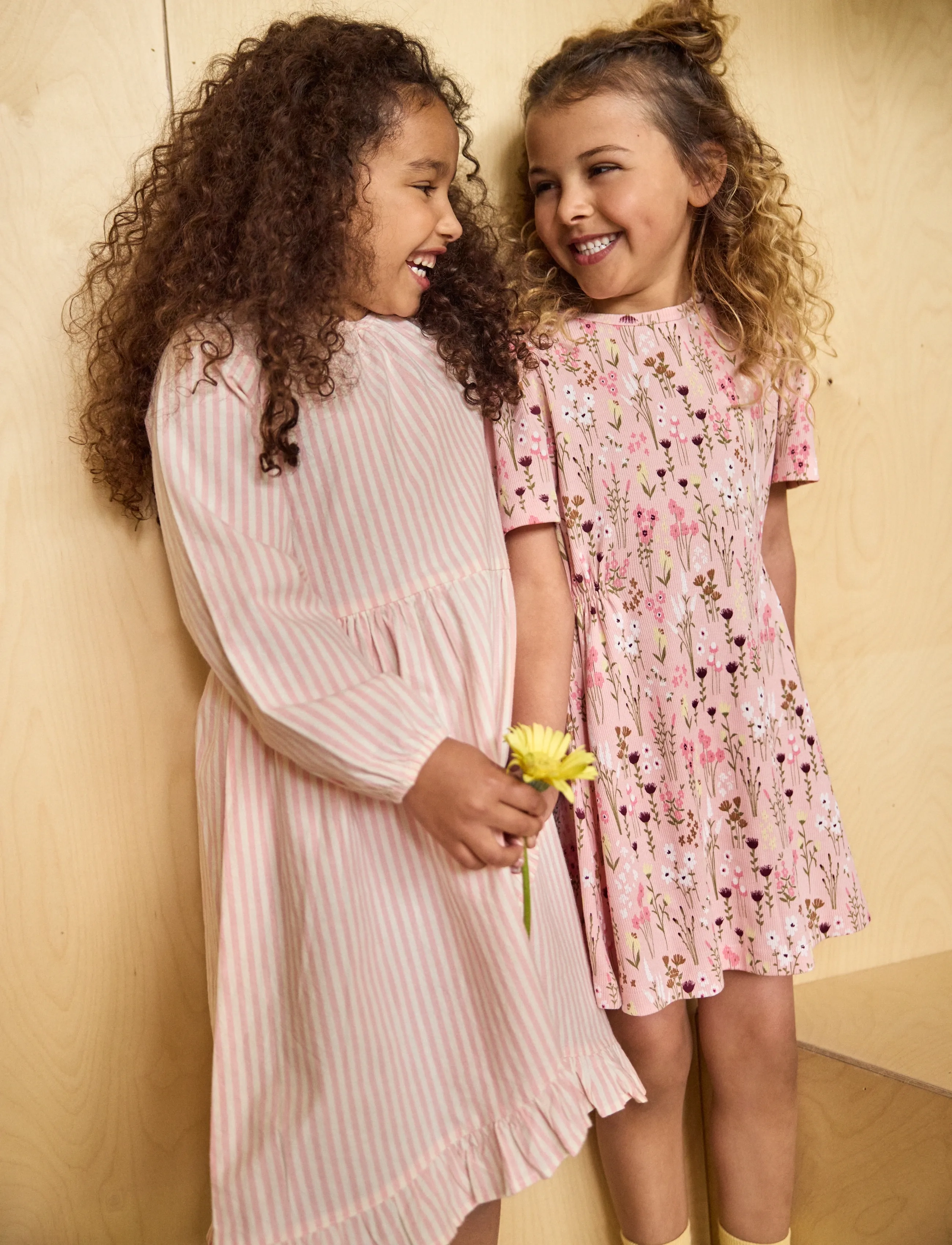 Minymo Dress Ls Y/D, 110, Pink, Babykjoler > Langærmede Babykjoler, Børn
