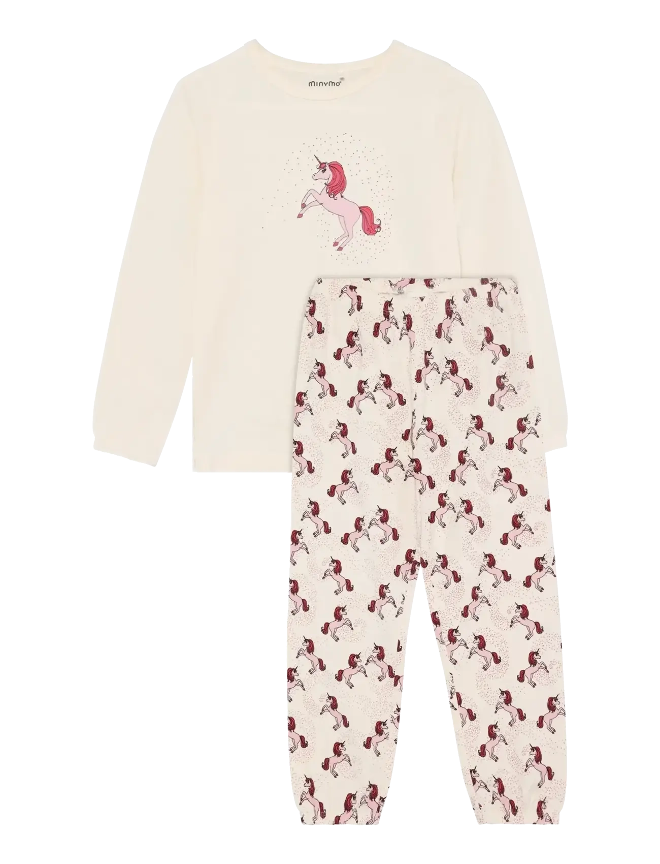 Minymo Pyjamas Ls Set Aop, 104, Pyjamas, Creme - Pyjama Sets, Kinder
