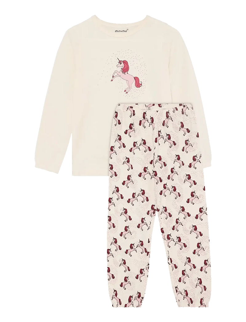 Minymo - Pyjamas LS Set AOP - pyjamasset - white swan - 0