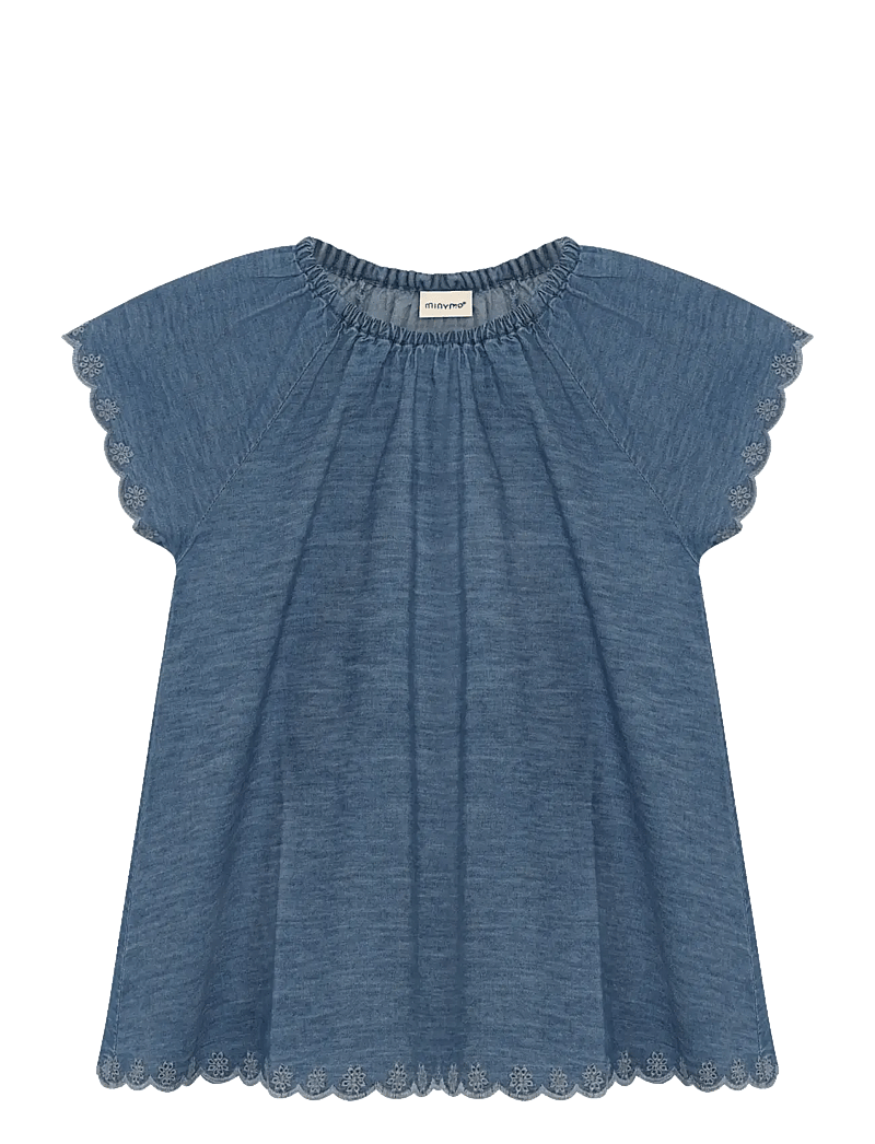 Minymo - Blouse SS Chambrey - blūzes un tunikas - faded denim - 1