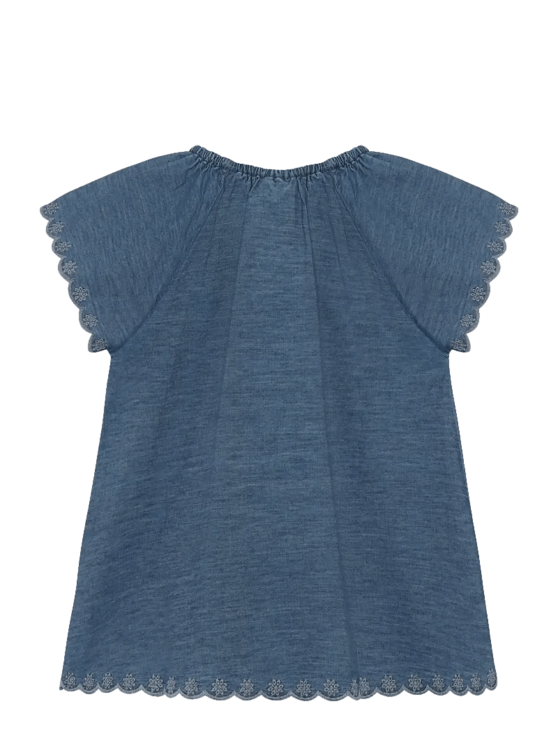 Minymo - Blouse SS Chambrey - blūzes un tunikas - faded denim - 2