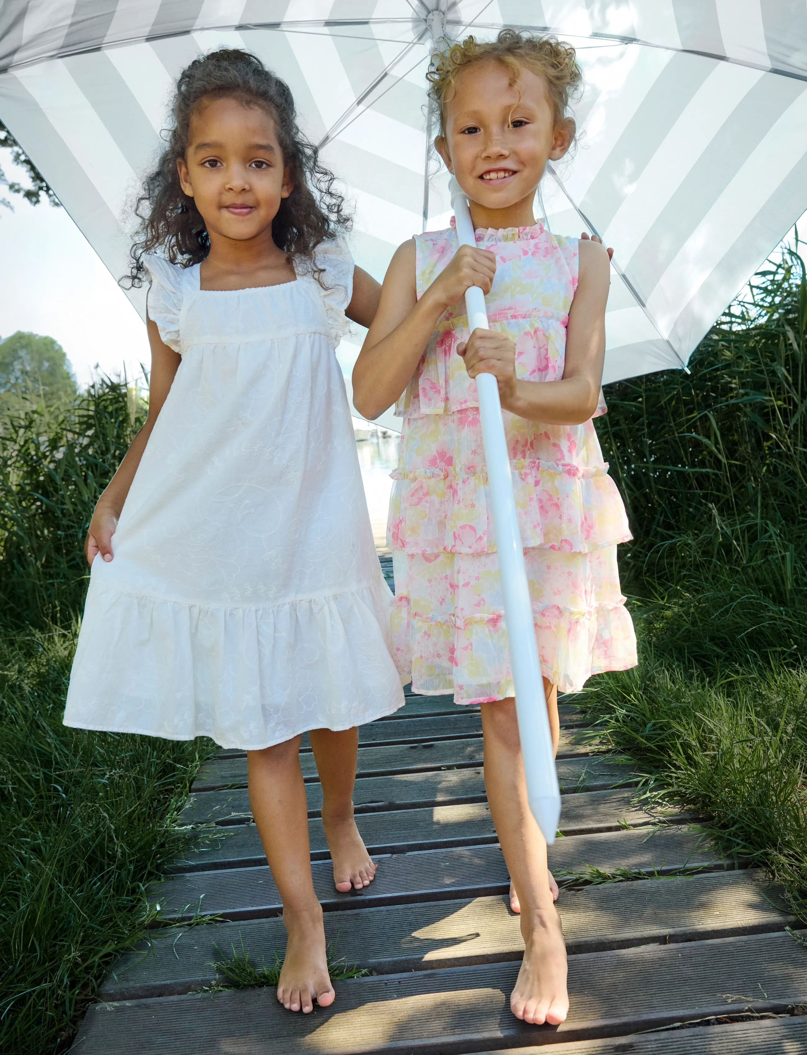 Minymo Dress SS w. Lining - Kjoler - VANILLA ICE / white