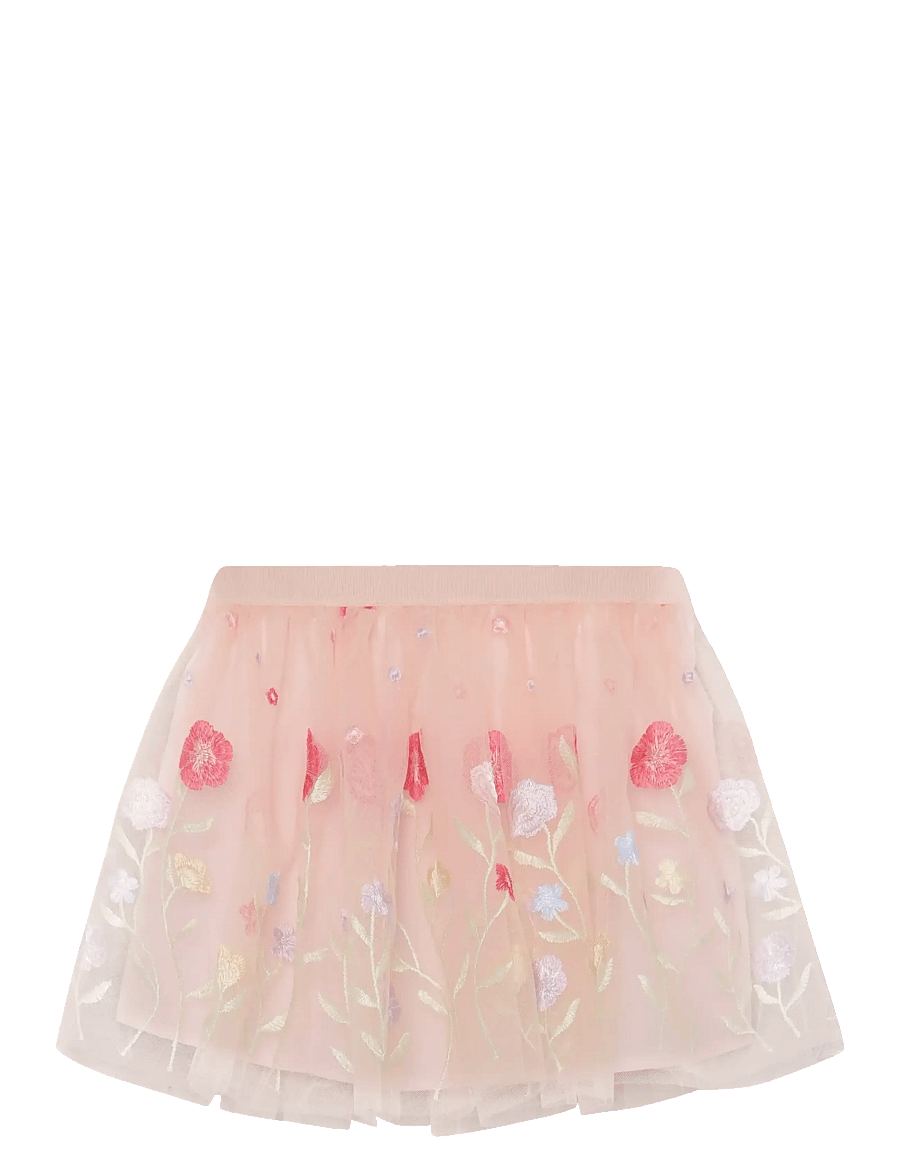 Minymo - Skirt Mesh w. Emb. - tyllkjolar - raindrops on roses - 2
