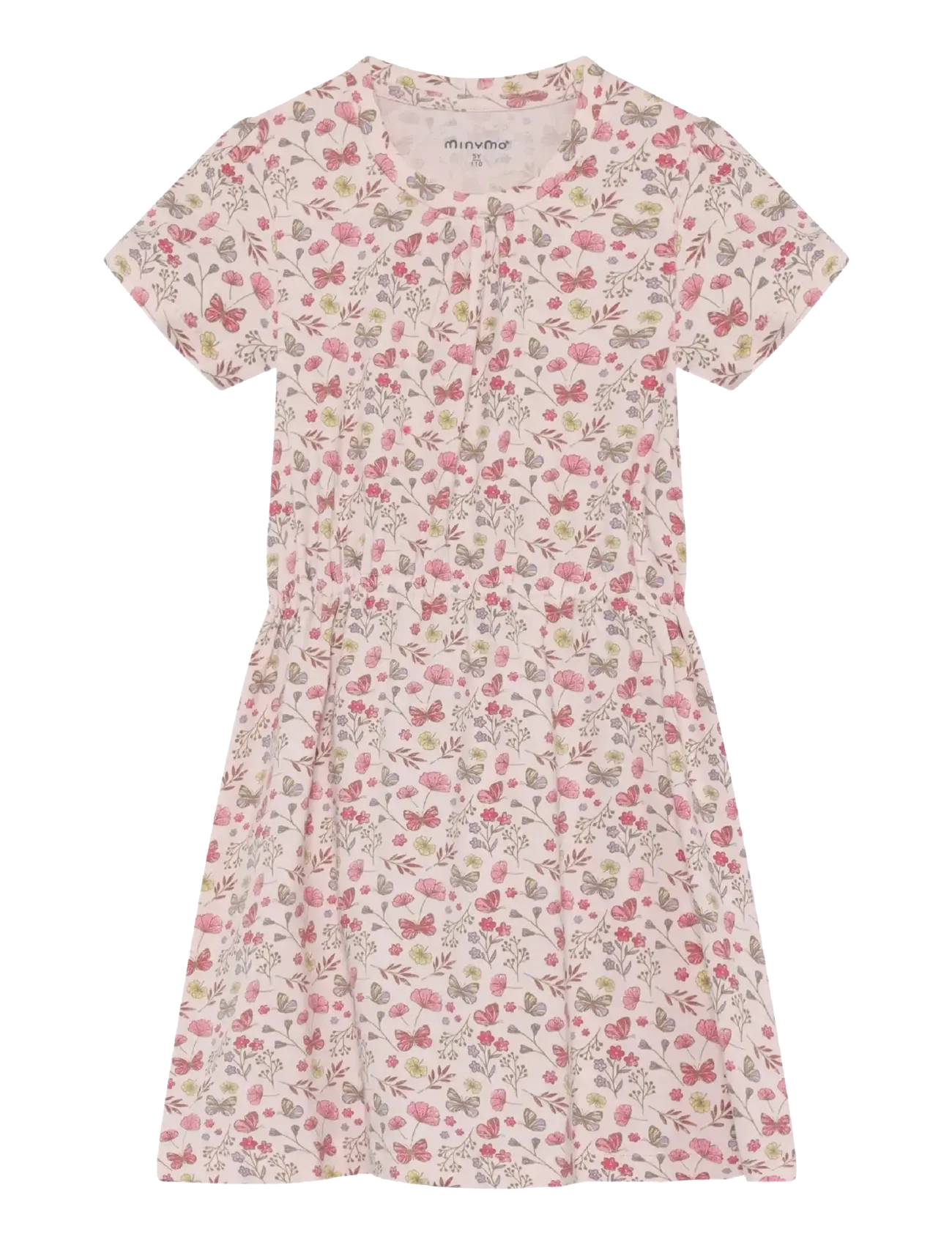 Minymo Dress SS AOP - Kjoler & Nederdele - RAINDROPS ON ROSES / pink/rose