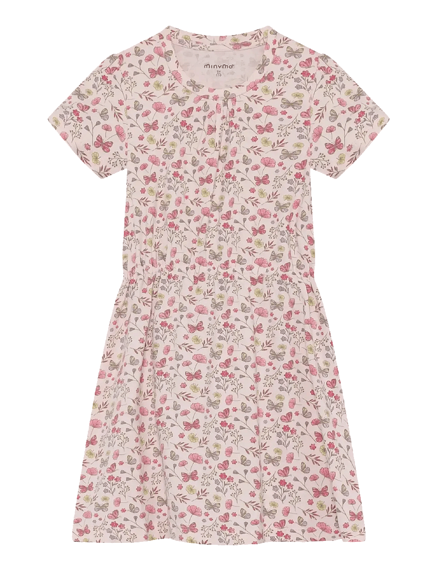 Minymo - Dress SS AOP - short-sleeved casual dresses - raindrops on roses - 0
