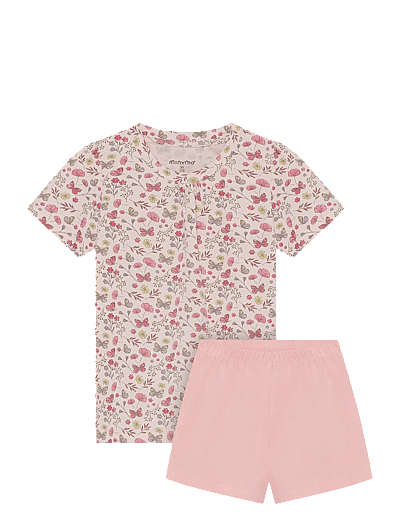 Minymo T-shirt+Short Set AOP - Komplektai su marškinėliais trumpomis rankovėmis - RAINDROPS ON ROSES / pink/rose