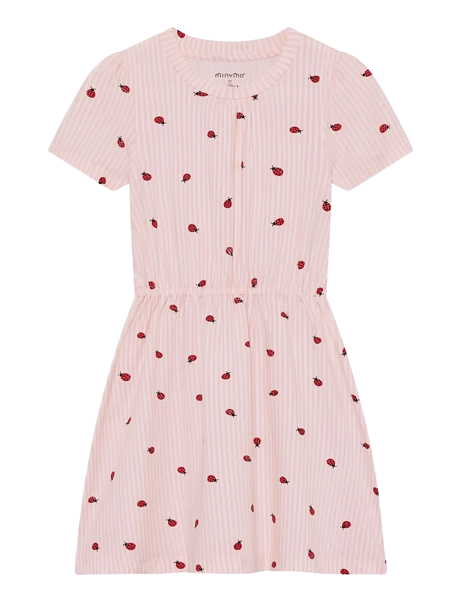 Minymo - Dress SS AOP - short-sleeved casual dresses - peach blush - 0