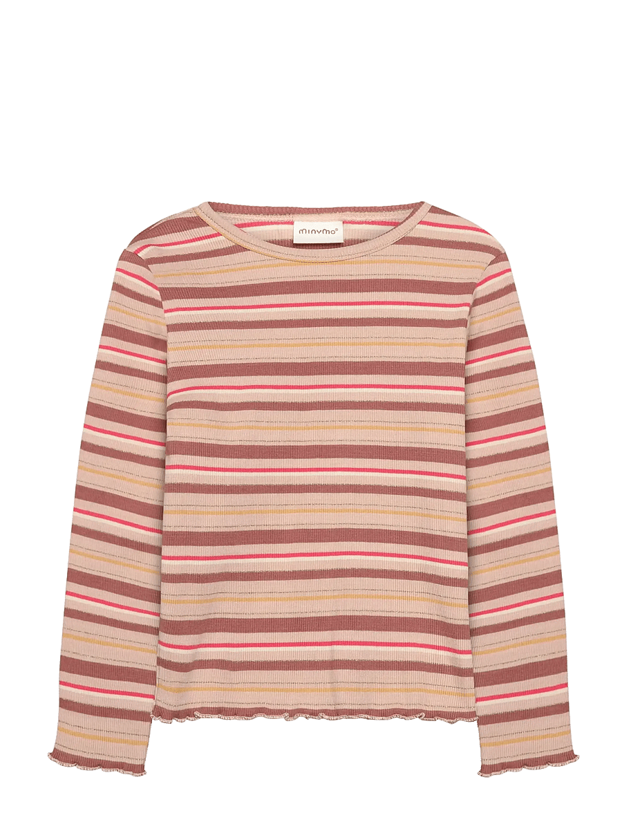 Minymo - T-shirt LS Y/D Rib - långärmade t-shirts - cameo rose - 1