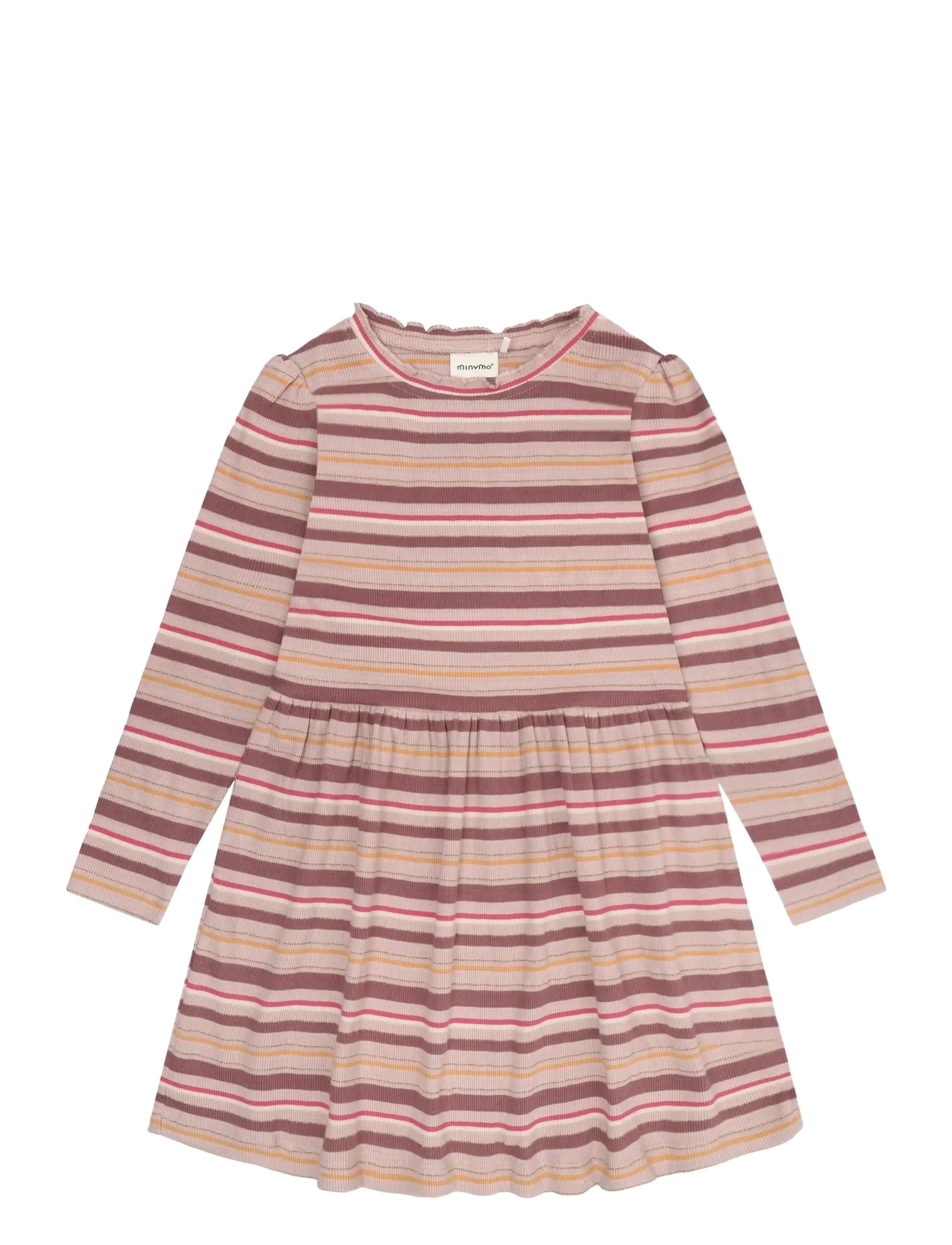 Minymo Dress Ls Y/D Rib, Børn, Langærmet Stribet Kjole, Pink, Str: 110