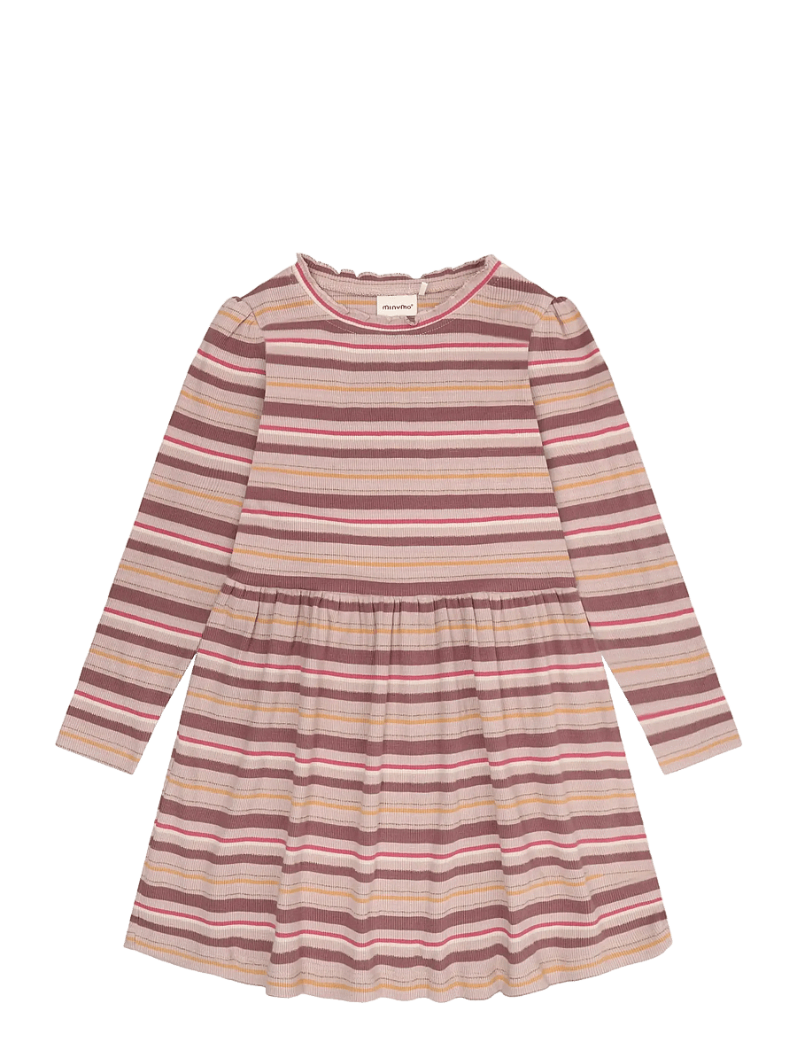 Minymo - Dress LS Y/D Rib - pikkade varrukatega beebikleidid - cameo rose - 0