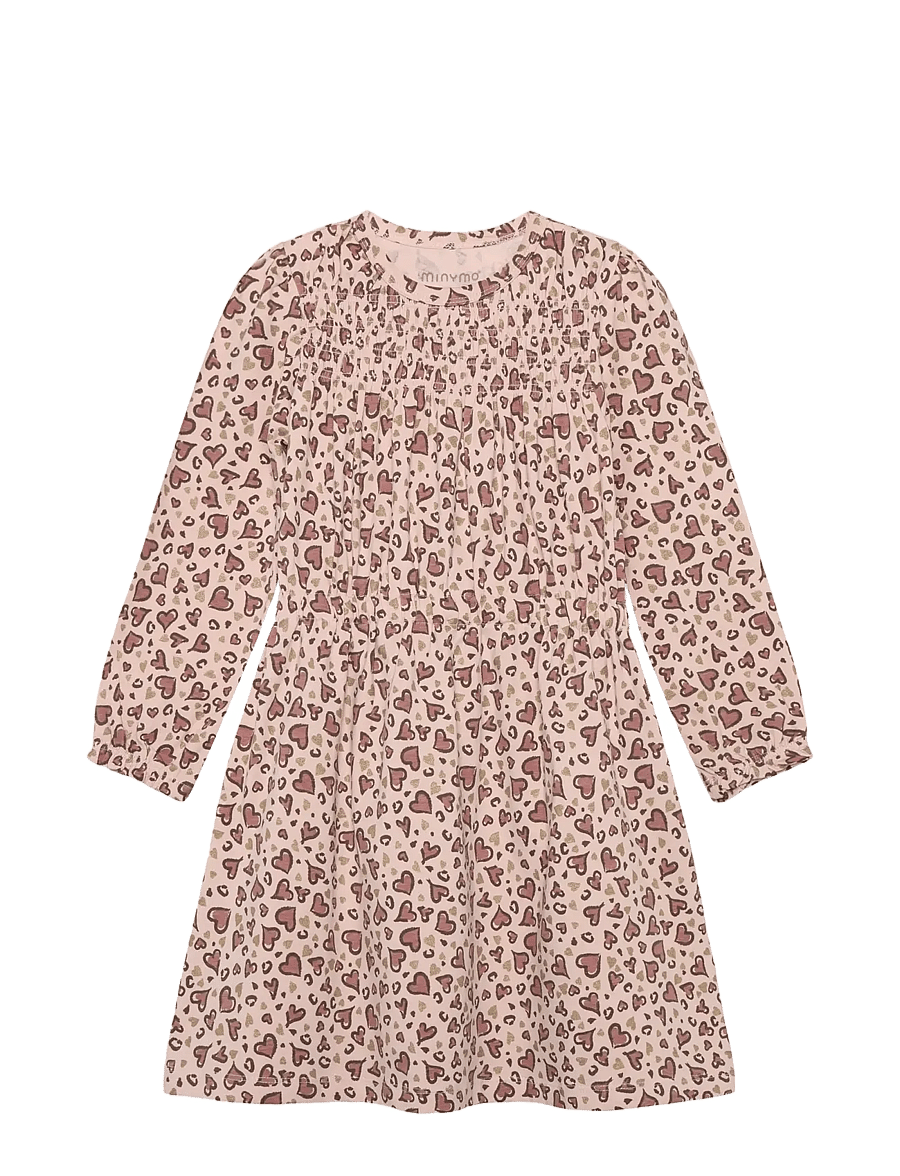 Minymo - Dress LS AOP - langärmelige freizeitkleider - cameo rose - 0