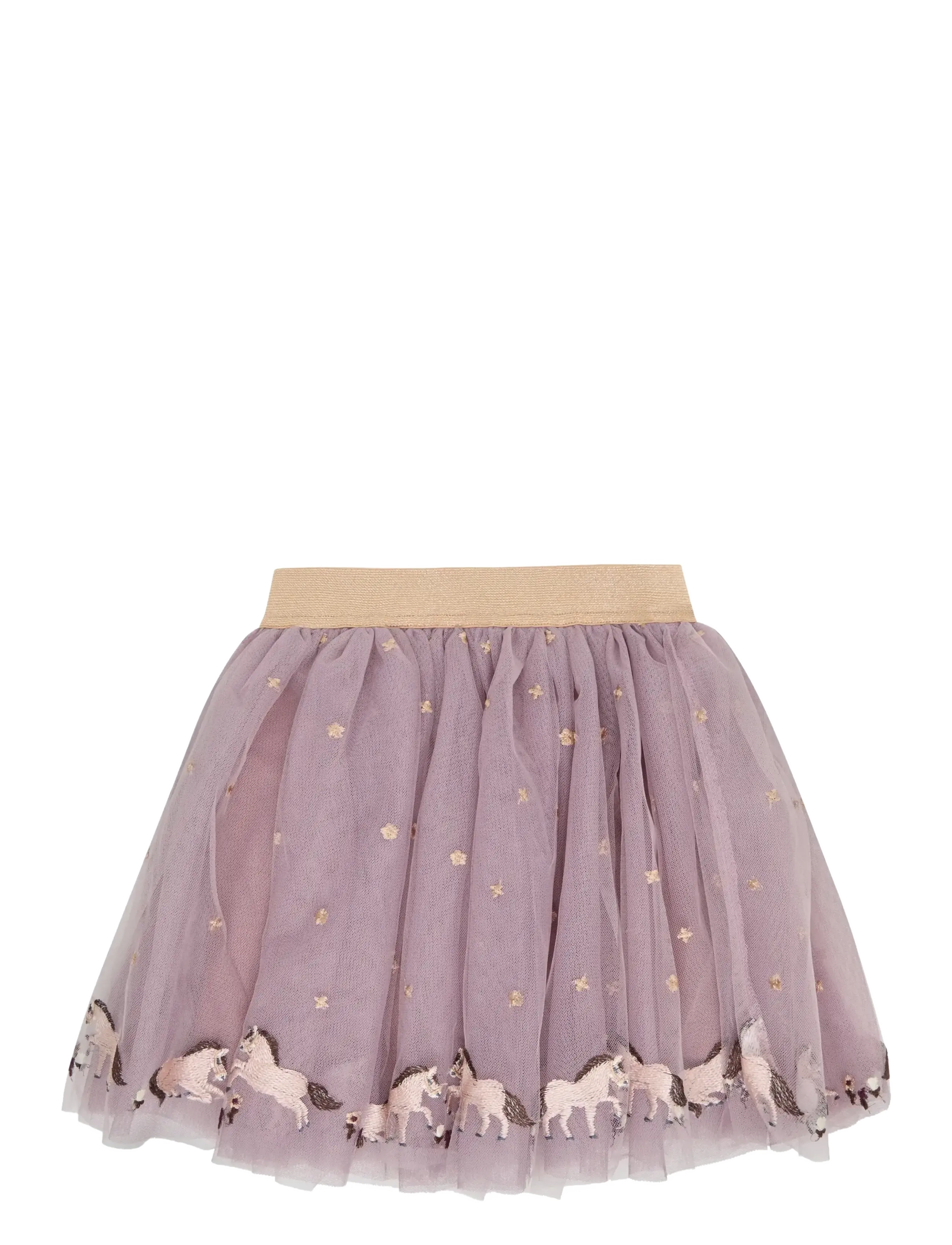Minymo Skirt Mesh w. Emb. - Minymo - FAWN / purple
