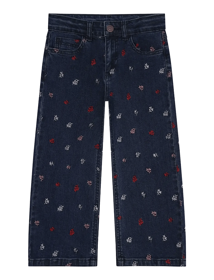 Minymo - Pants Denim w. Emb. - hosen mit weitem bein - faded denim - 1