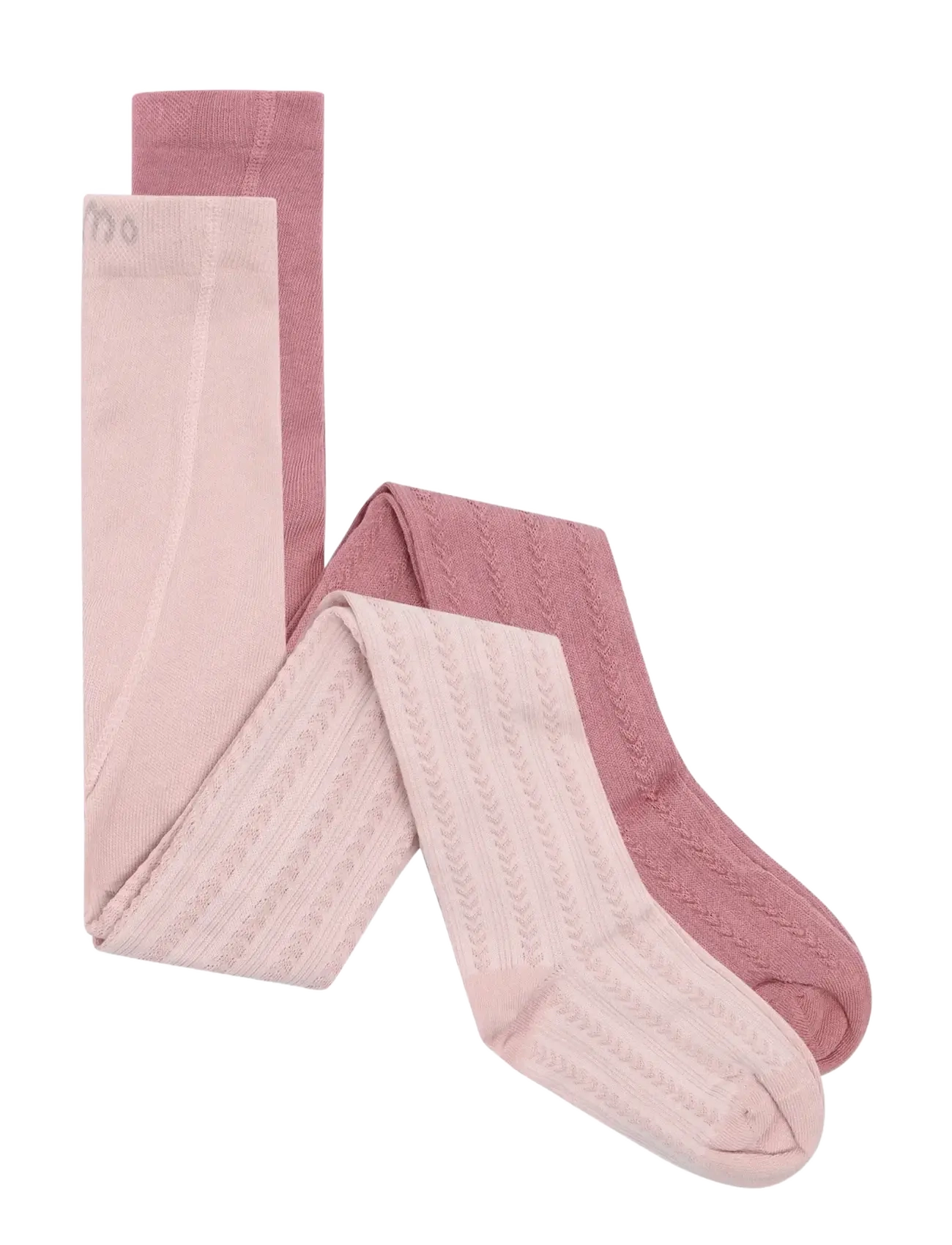 Minymo 2-Pack Stockings w. Pattern - Minymo - CAMEO ROSE / pink/rose