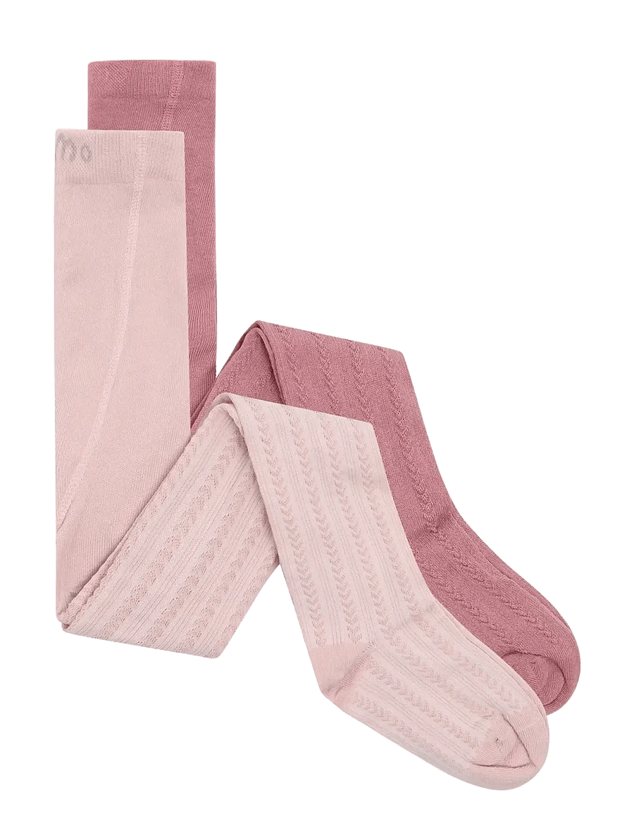 Minymo - 2-Pack Stockings w. Pattern - sukkpüksid - cameo rose - 1