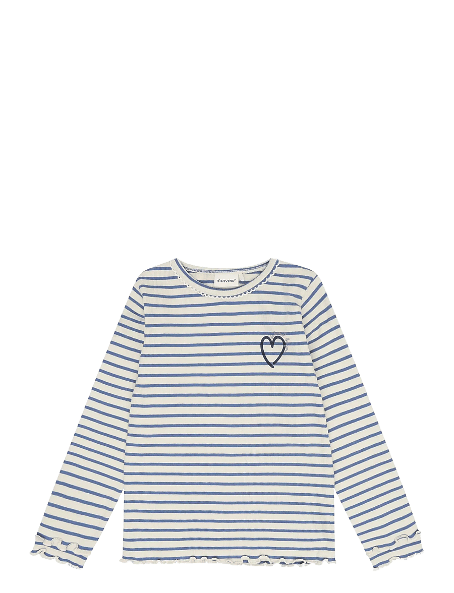 Minymo - T-Shirt LS Y/D Rib - langärmelig - moonlight blue - 0