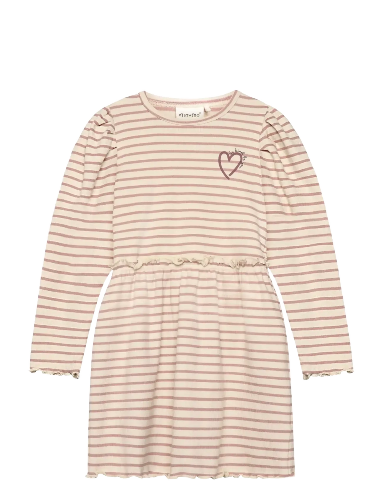 Minymo Dress Ls Y/D Rib, Børn, Langærmet Stribet Kjole, Beige, Str: 110