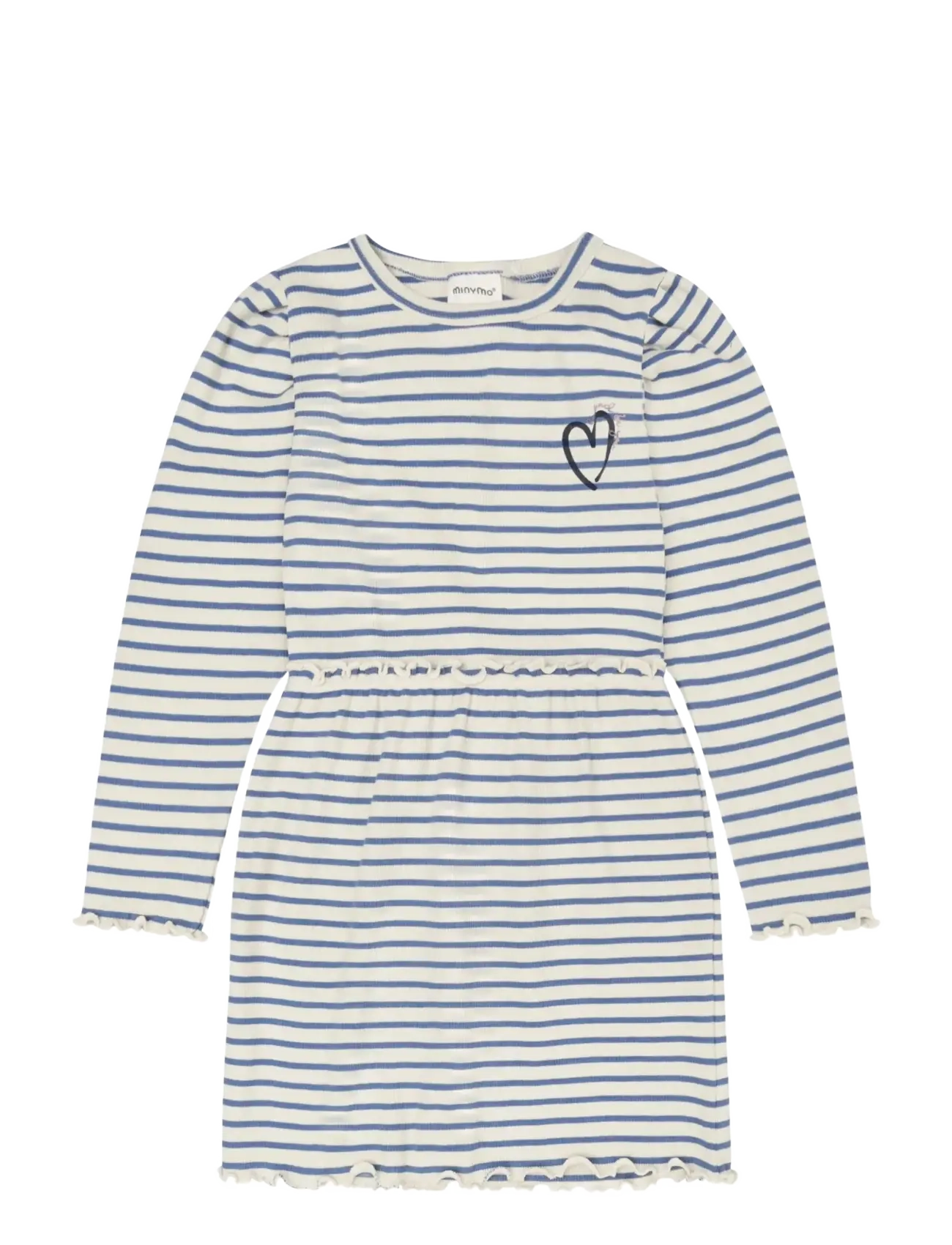 Minymo Dress Ls Y/D Rib, Børn, Langærmet Stribet Kjole, Blå, Str: 110