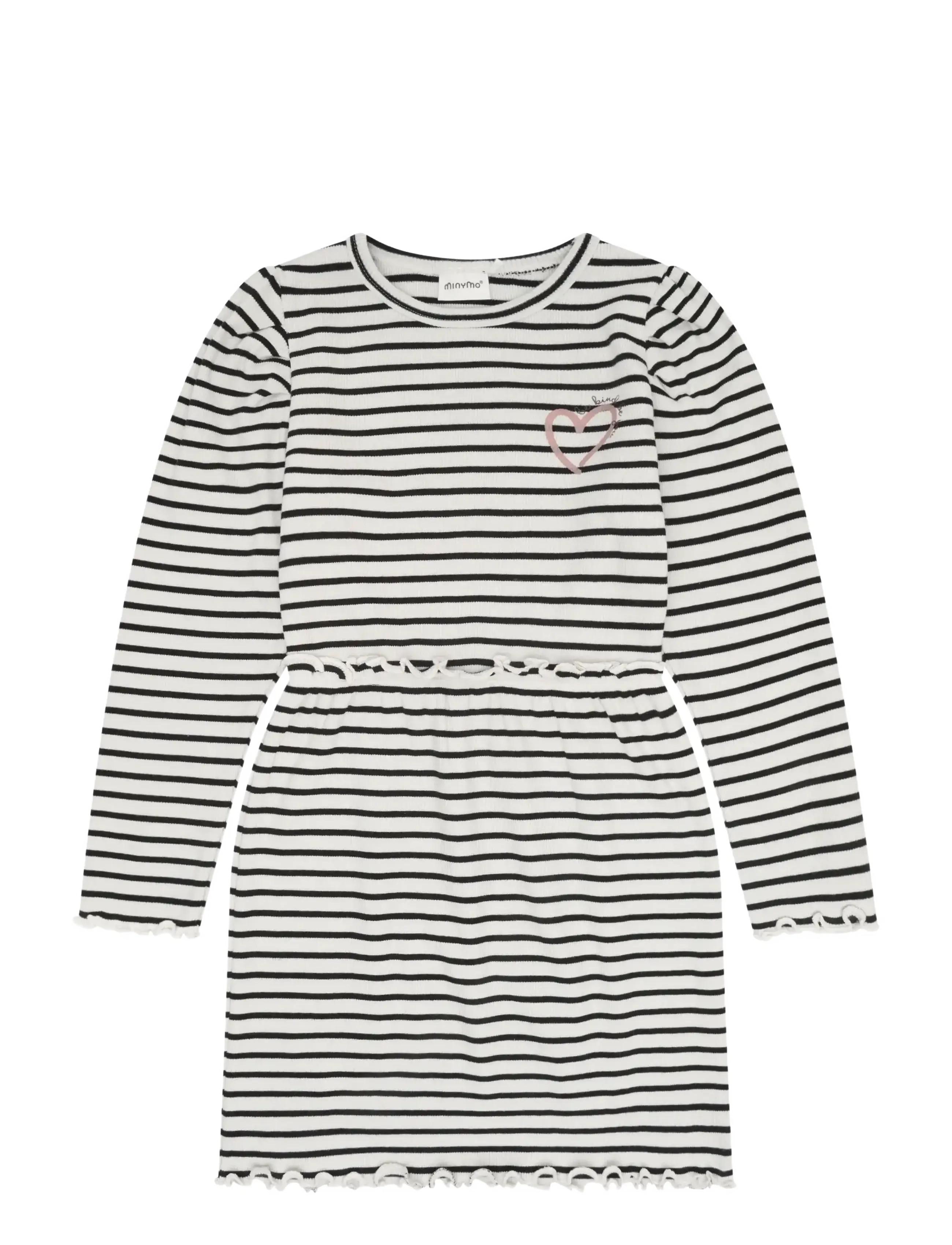 Minymo Dress Ls Y/D Rib, Børn, Langærmet Stribet Kjole, Hvid, Str: 110