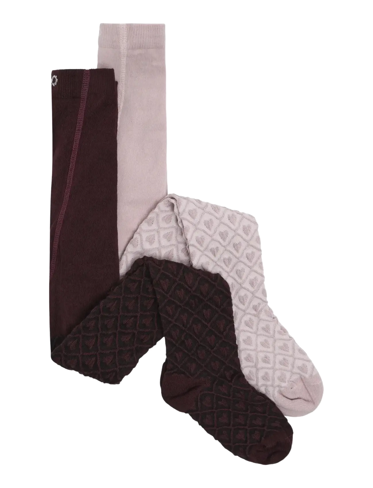 Minymo 2-Pack Stockings w. Pattern - Minymo - HUCKLEBERRY / burgundy