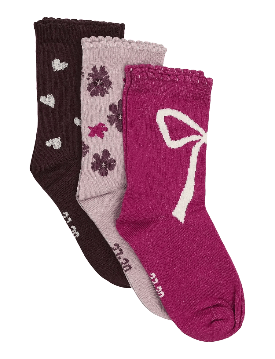 Minymo - 3-Pack Socks - beebisokid - huckleberry - 0