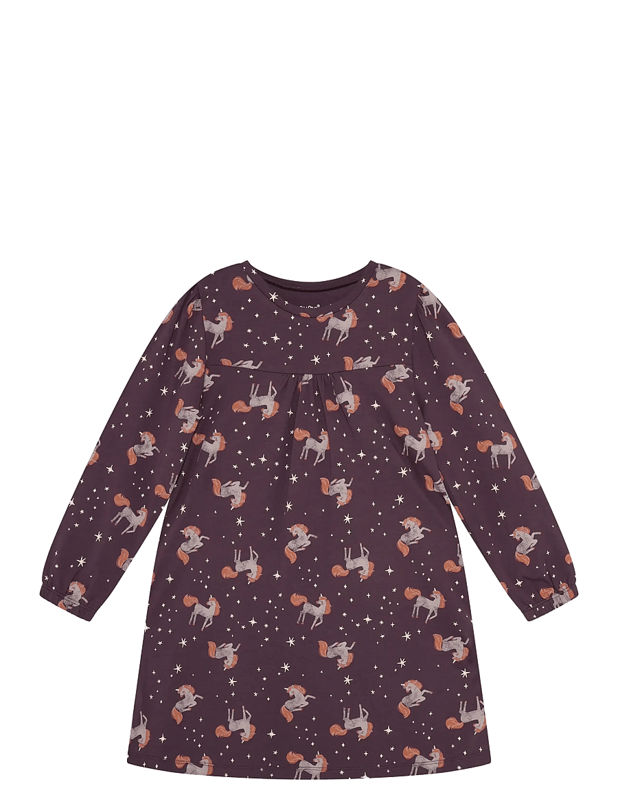 Minymo - Nightdress LS AOP - nattlinnen - huckleberry - 1