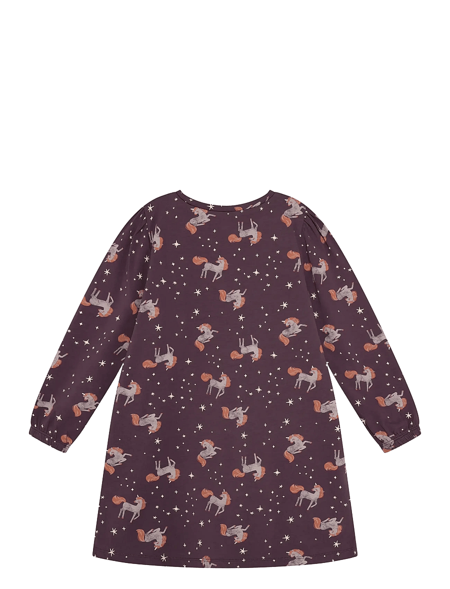 Minymo - Nightdress LS AOP - nattlinnen - huckleberry - 2