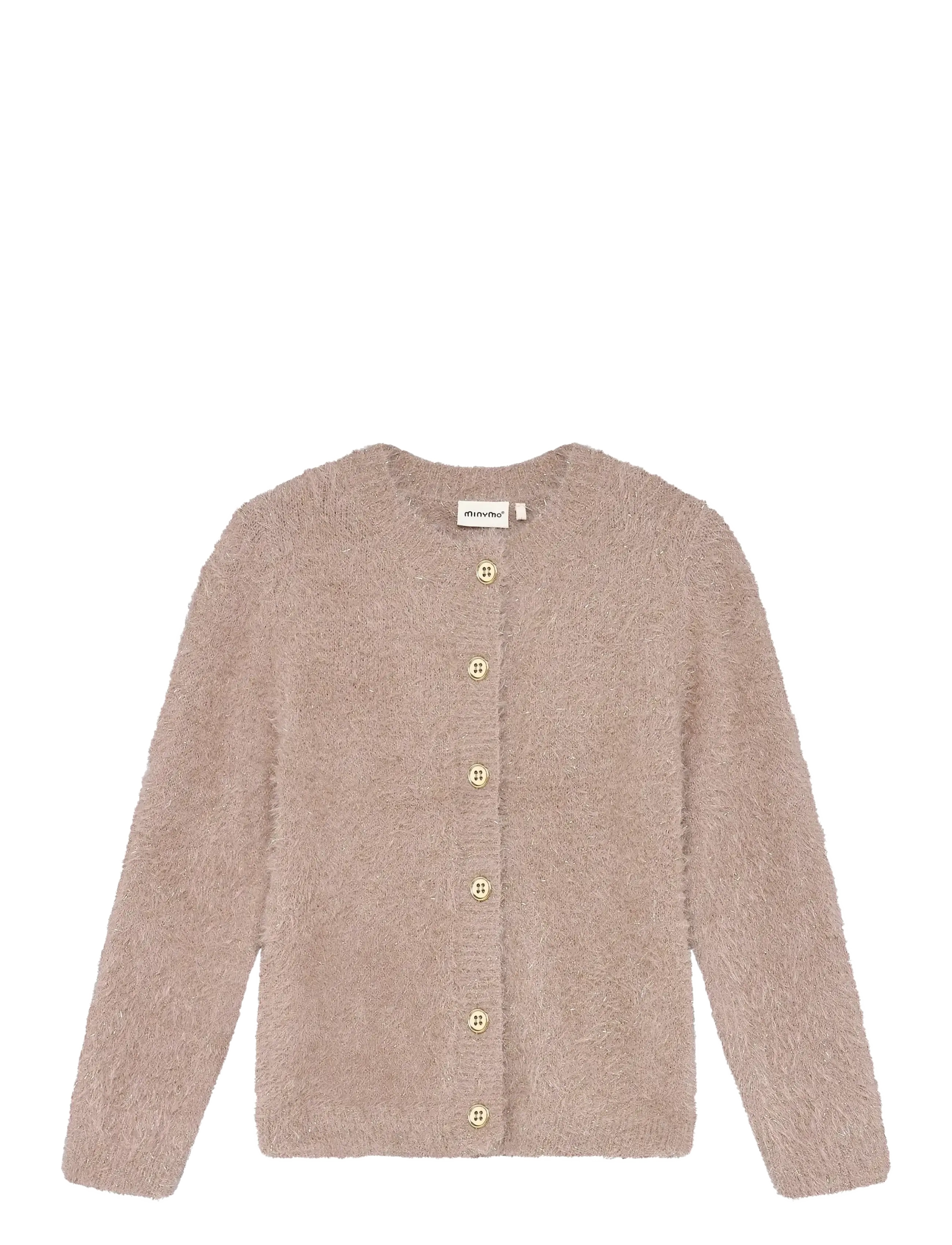 Minymo Cardigan Knit w. Glitter - Oberteile - BARK / beige