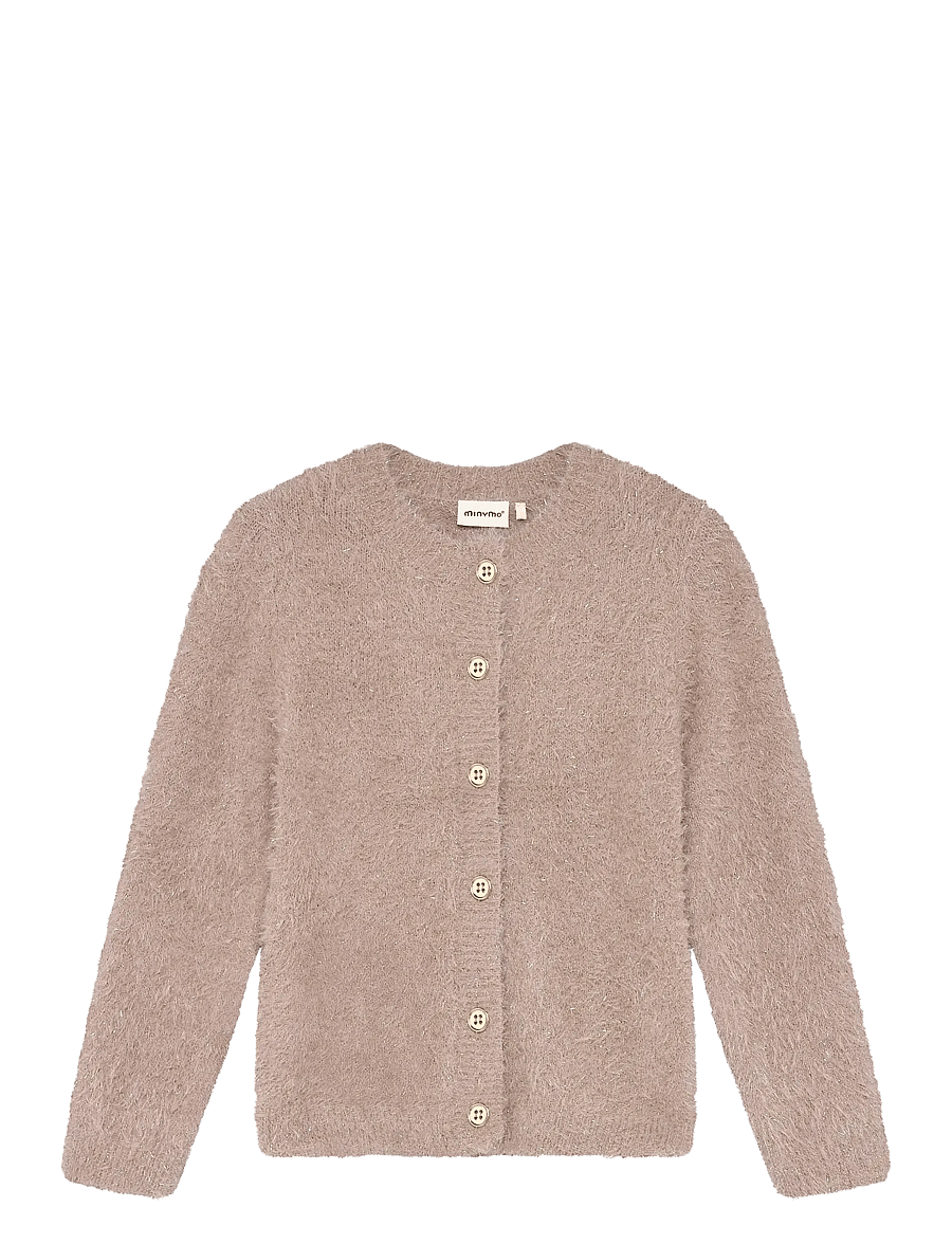 Minymo - Cardigan Knit w. Glitter - cardigans - bark - 0