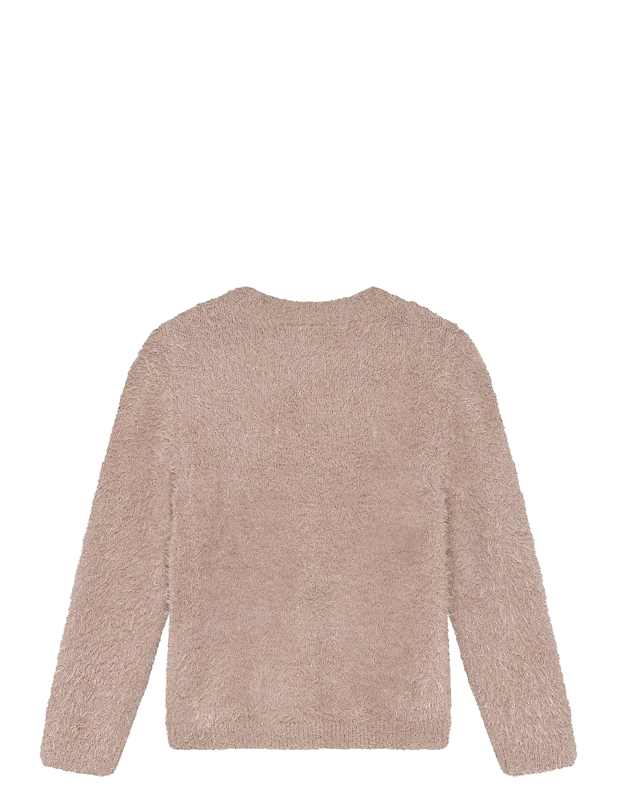 Minymo - Cardigan Knit w. Glitter - cardigans - bark - 1