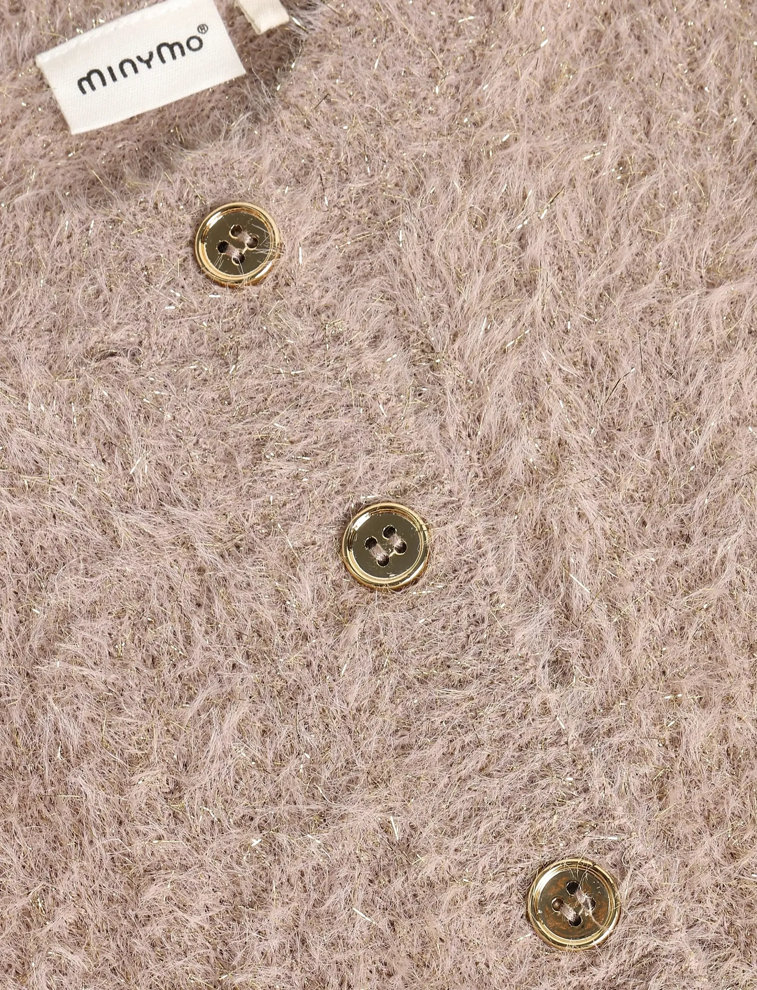Minymo - Cardigan Knit w. Glitter - cardigans - bark - 2