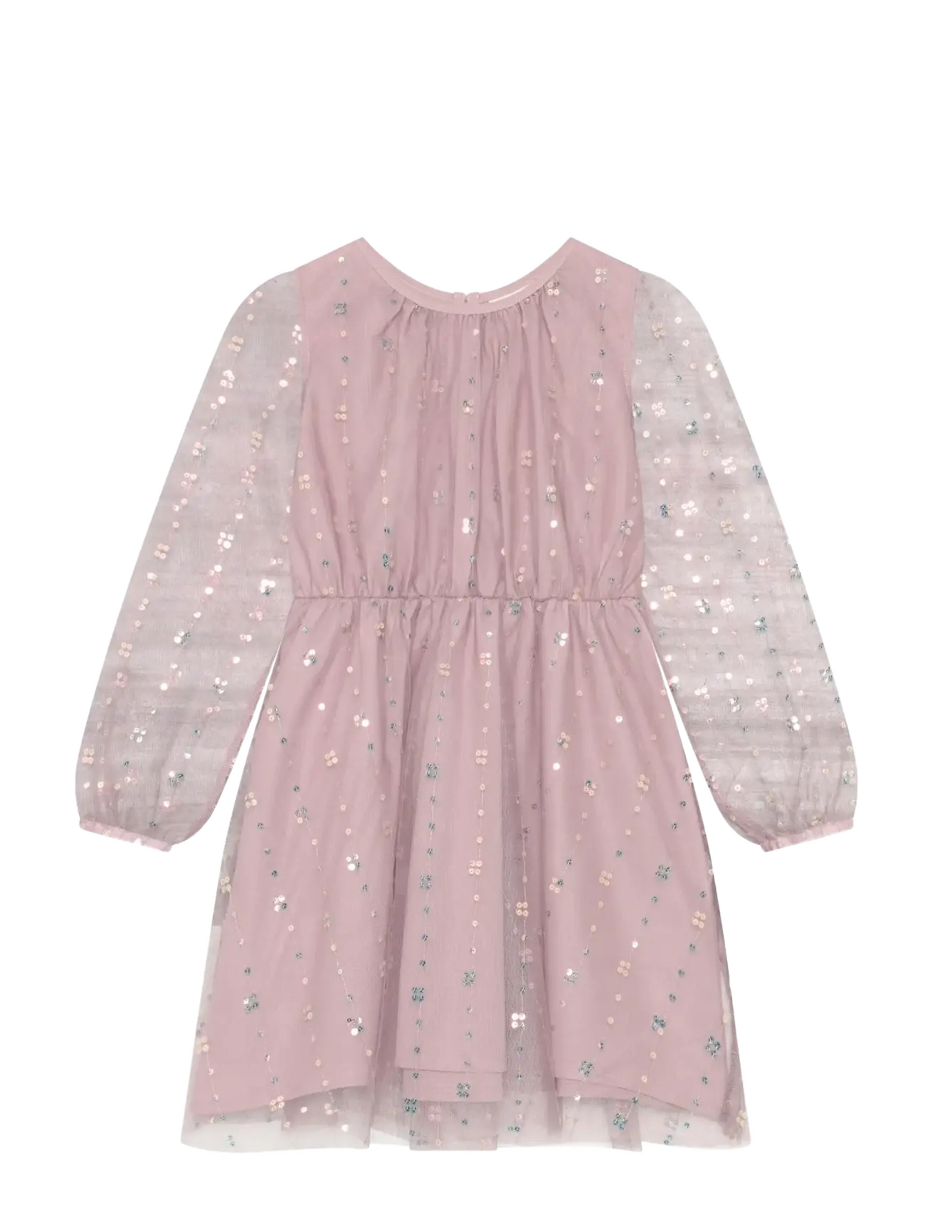 Minymo Dress Mesh w. Sequins - Minymo - TWILLIGHT MAUVE / pink/rose