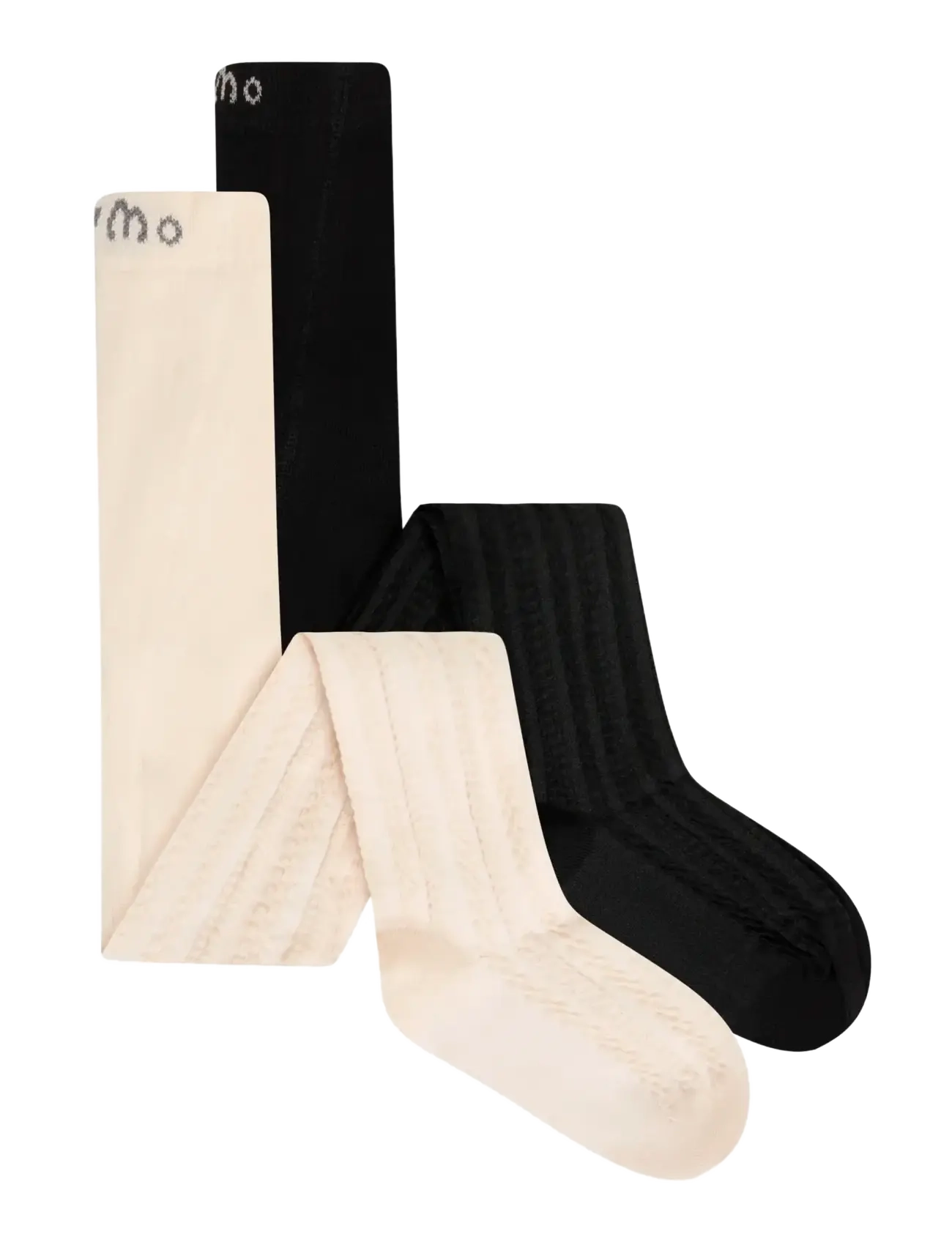Minymo 2-Pack Stockings w. Pattern - Strømpebukser - PINK TINT / pink/rose
